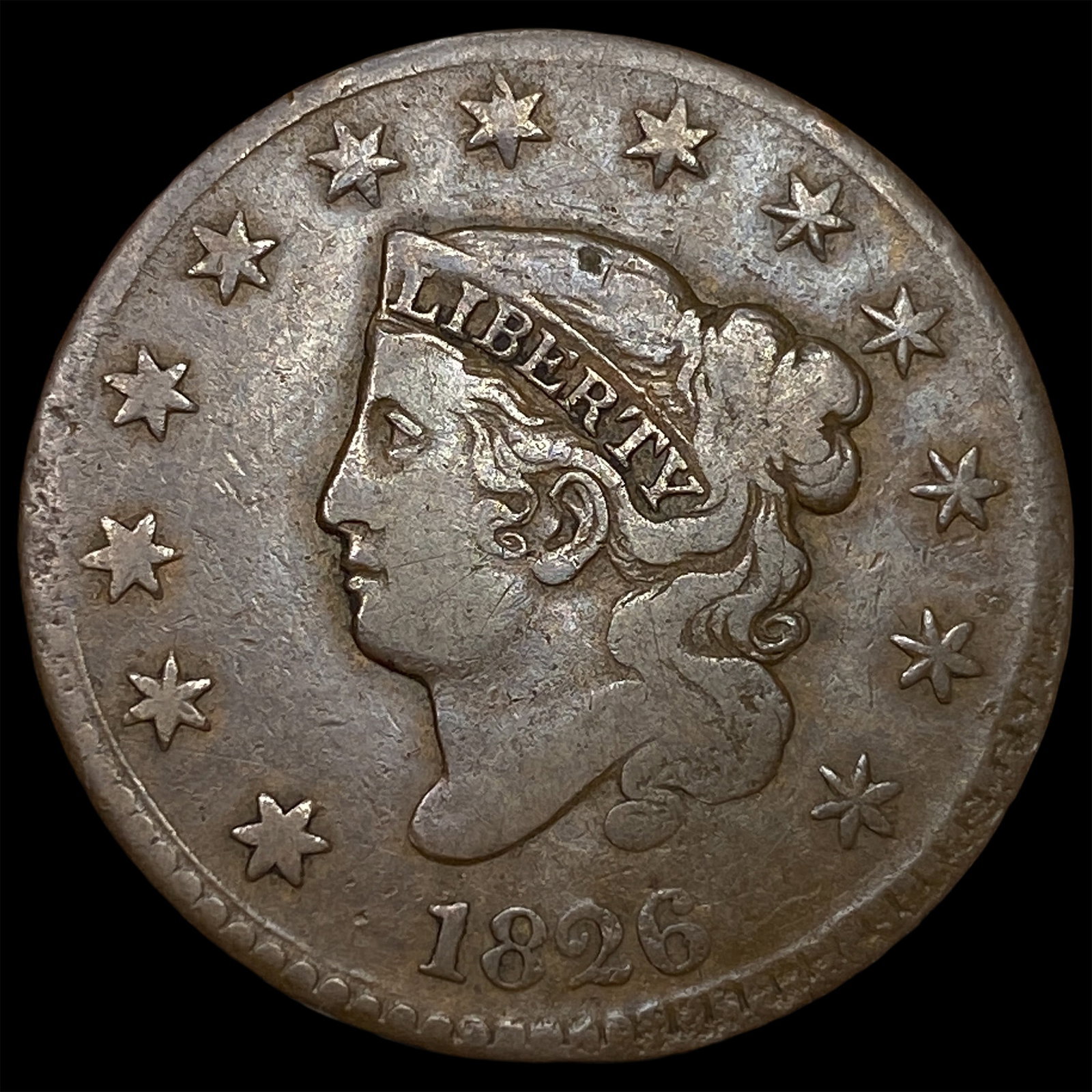 1826 Coronet Head Large Cent LIGHTLY CIRCULATED