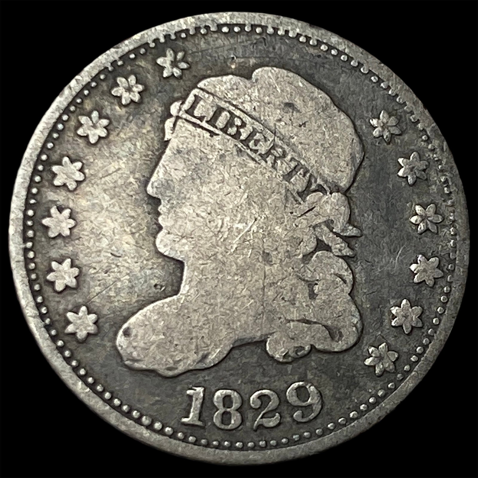 1829 Silver Capped Bust Half Dime NICELY CIRCULATED