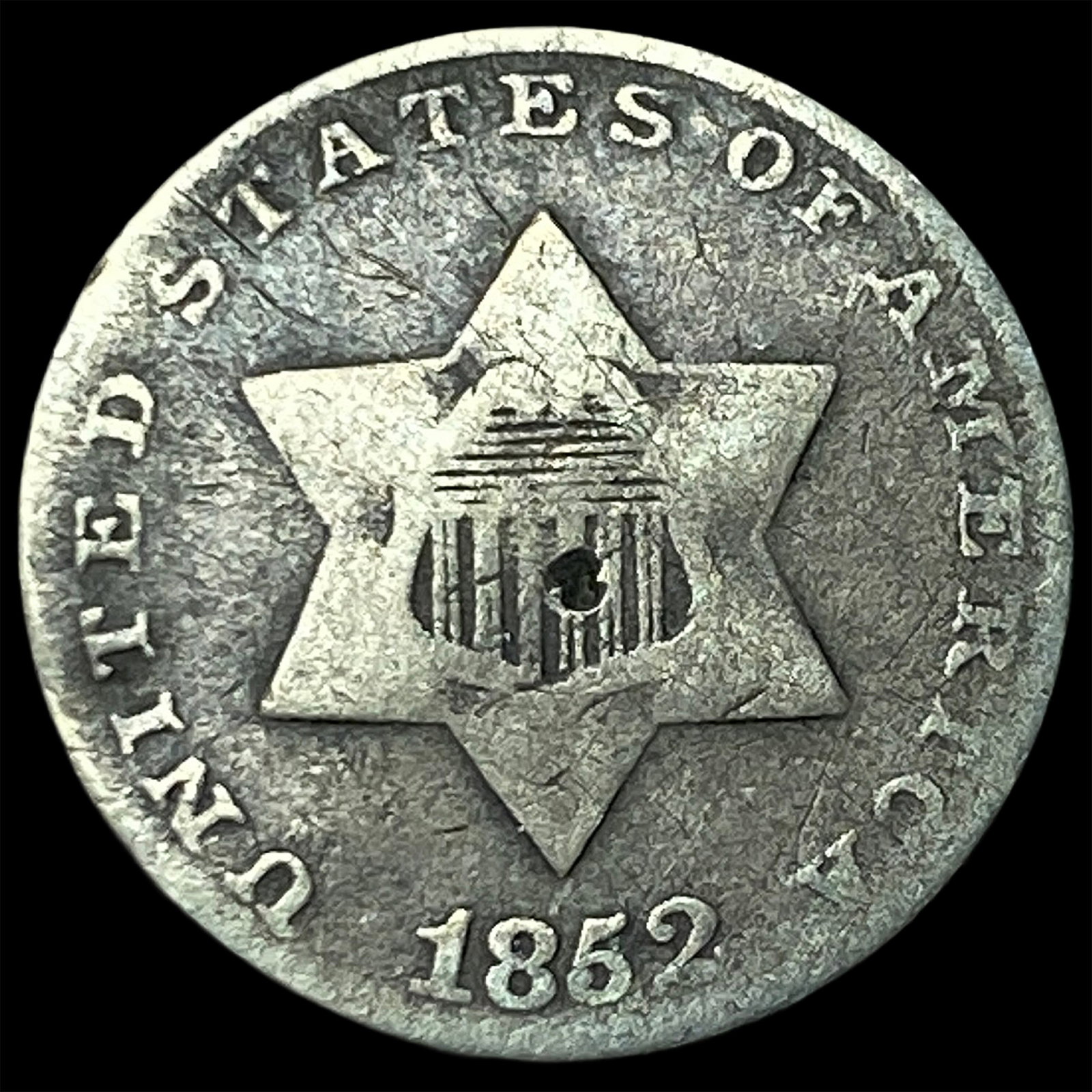 1852 Silver Three-Cent Piece LIGHTLY CIRCULATED