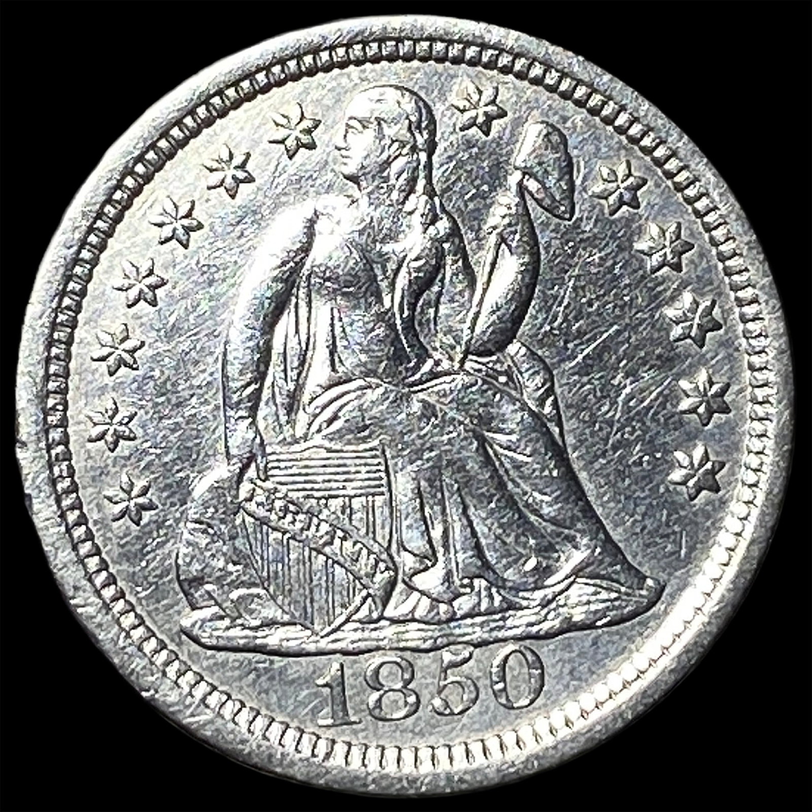1850 Silver Seated Liberty Dime UNCIRCULATED (1 of 2)