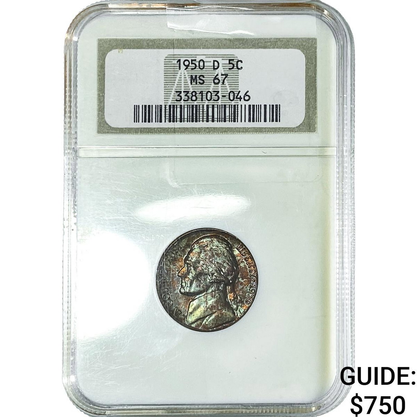 1950-D Jefferson Nickel NGC MS67: 1950-D Jefferson Nickel NGC MS67