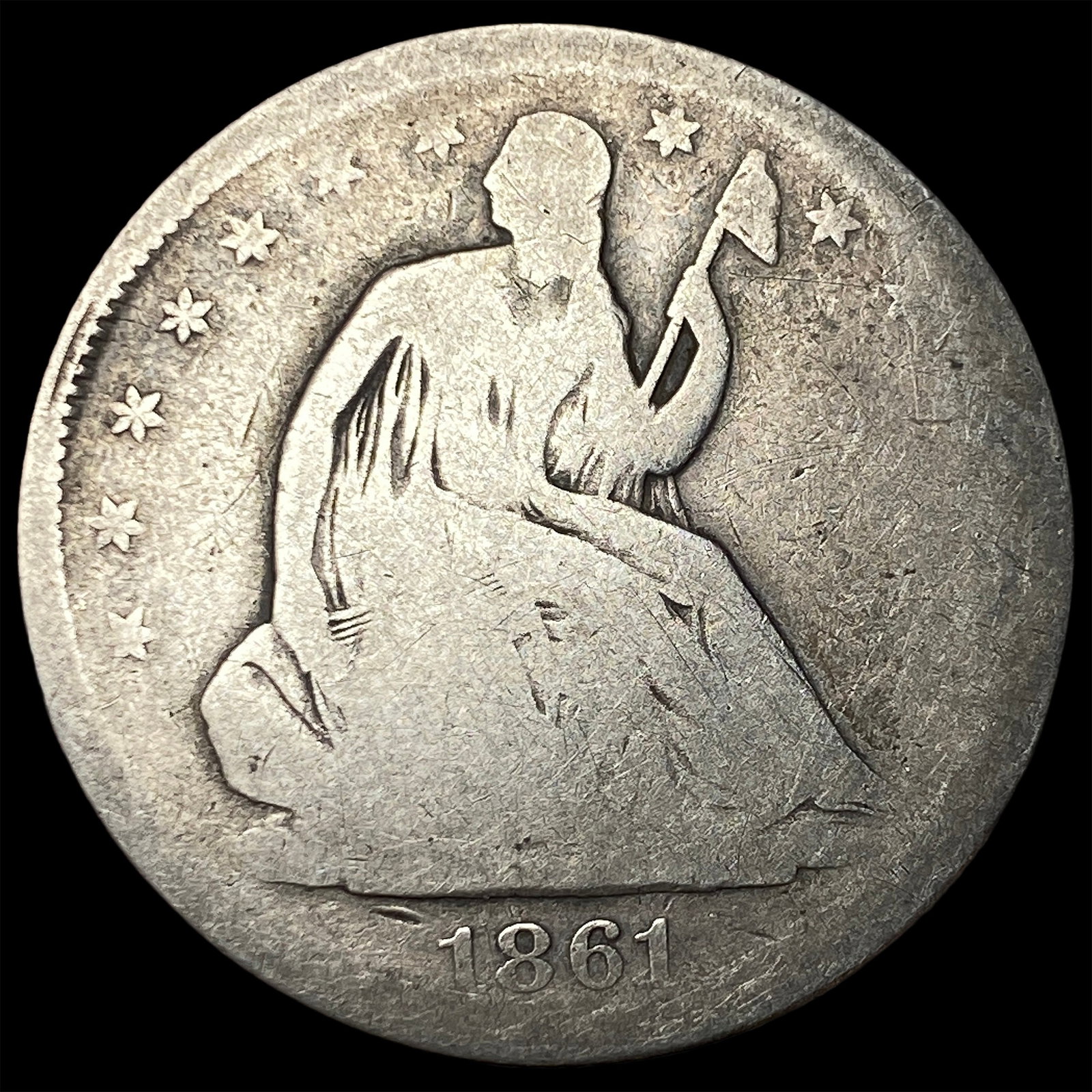 1861 Seated Liberty Half Dollar NICELY CIRCULATED: 1861 Seated Liberty Half Dollar NICELY CIRCULATED