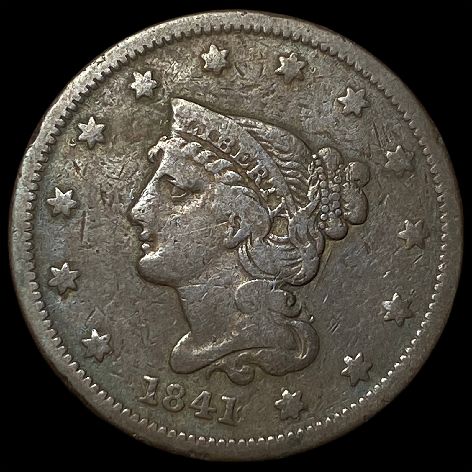 1841 Braided Hair Large Cent LIGHTLY CIRCULATED: 1841 Braided Hair Large Cent LIGHTLY CIRCULATED