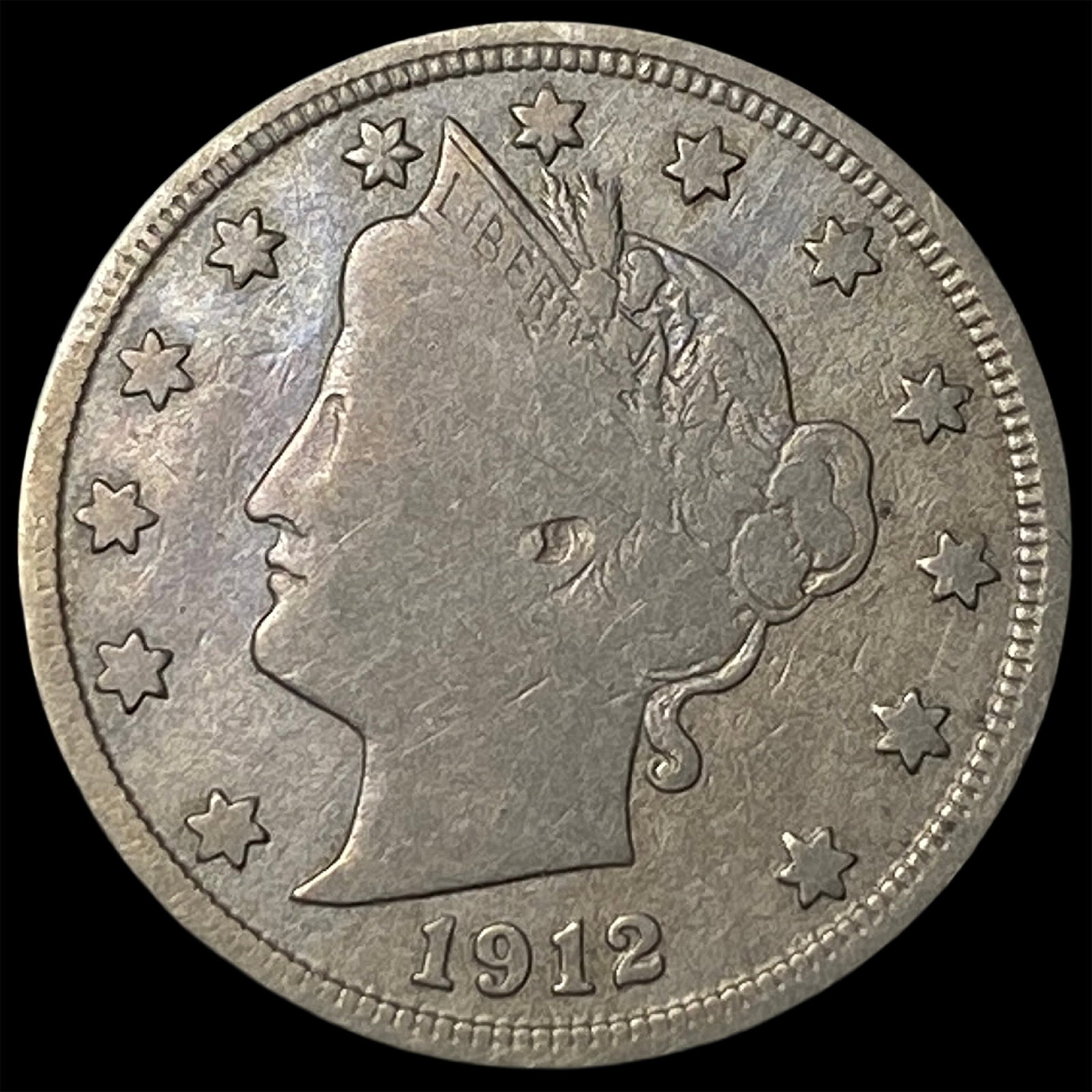 1912-S Liberty Head Nickel NICELY CIRCULATED: 1912-S Liberty Head Nickel NICELY CIRCULATED