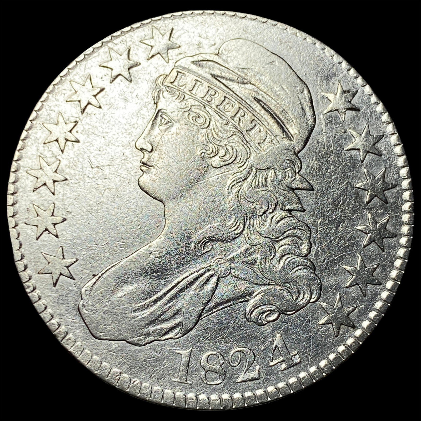1824 Capped Bust Half Dollar NEARLY UNCIRCULATED: 1824 Capped Bust Half Dollar NEARLY UNCIRCULATED