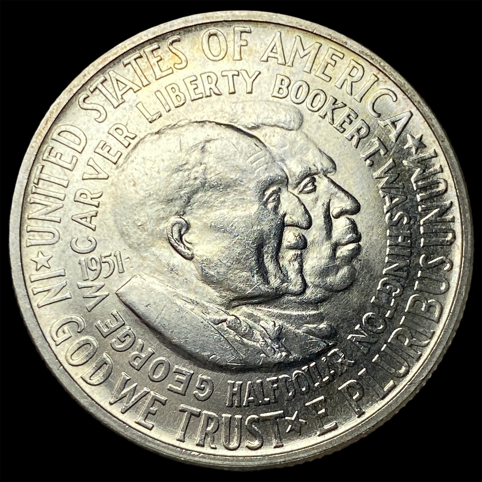 1951-D Silver Booker T. Washington Half Dollar GEM BU: 1951-D Silver Booker T. Washington Half Dollar GEM BU