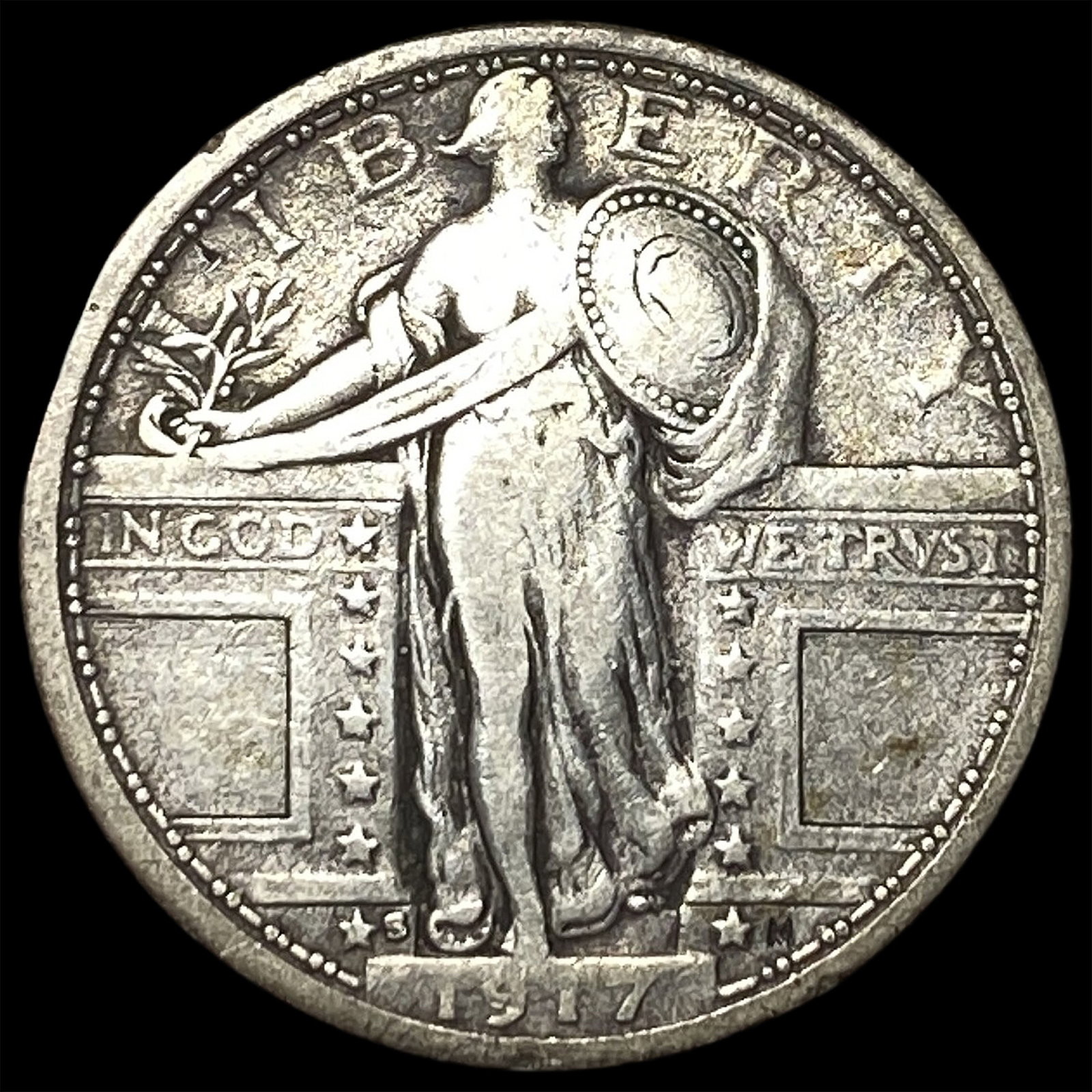 1917-S Type 1 Standing Liberty Quarter NEARLY UNCIRCULATED: 1917-S Type 1 Standing Liberty Quarter NEARLY UNCIRCULATED