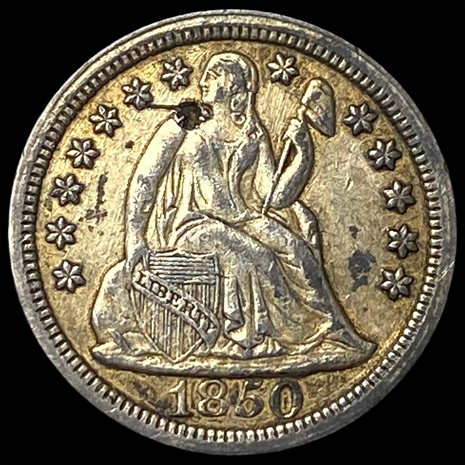 1850 Silver Seated Liberty Dime HIGH GRADE: 1850 Silver Seated Liberty Dime HIGH GRADE