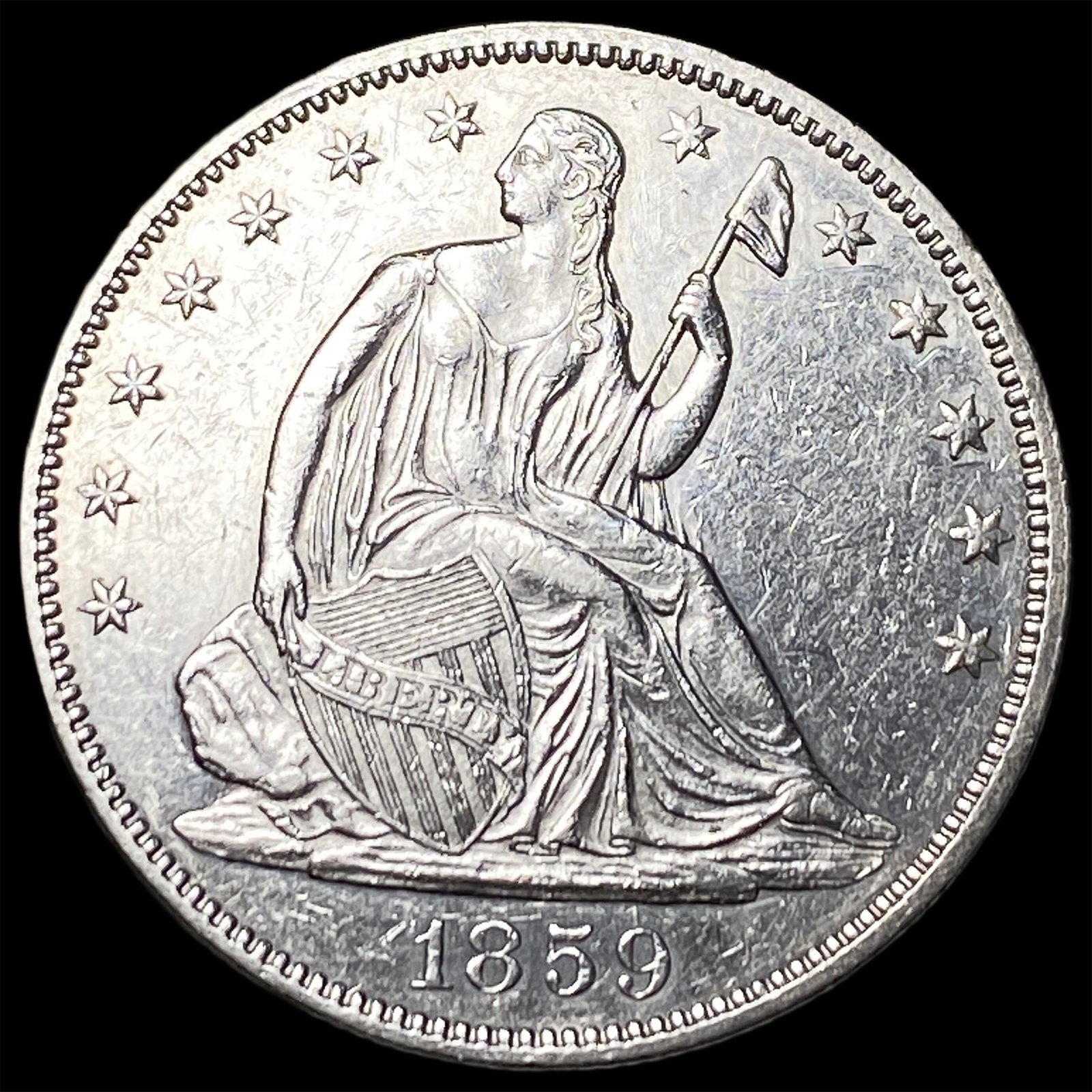 1859 Silver Seated Liberty Half Dollar UNCIRCULATED: 1859 Silver Seated Liberty Half Dollar UNCIRCULATED