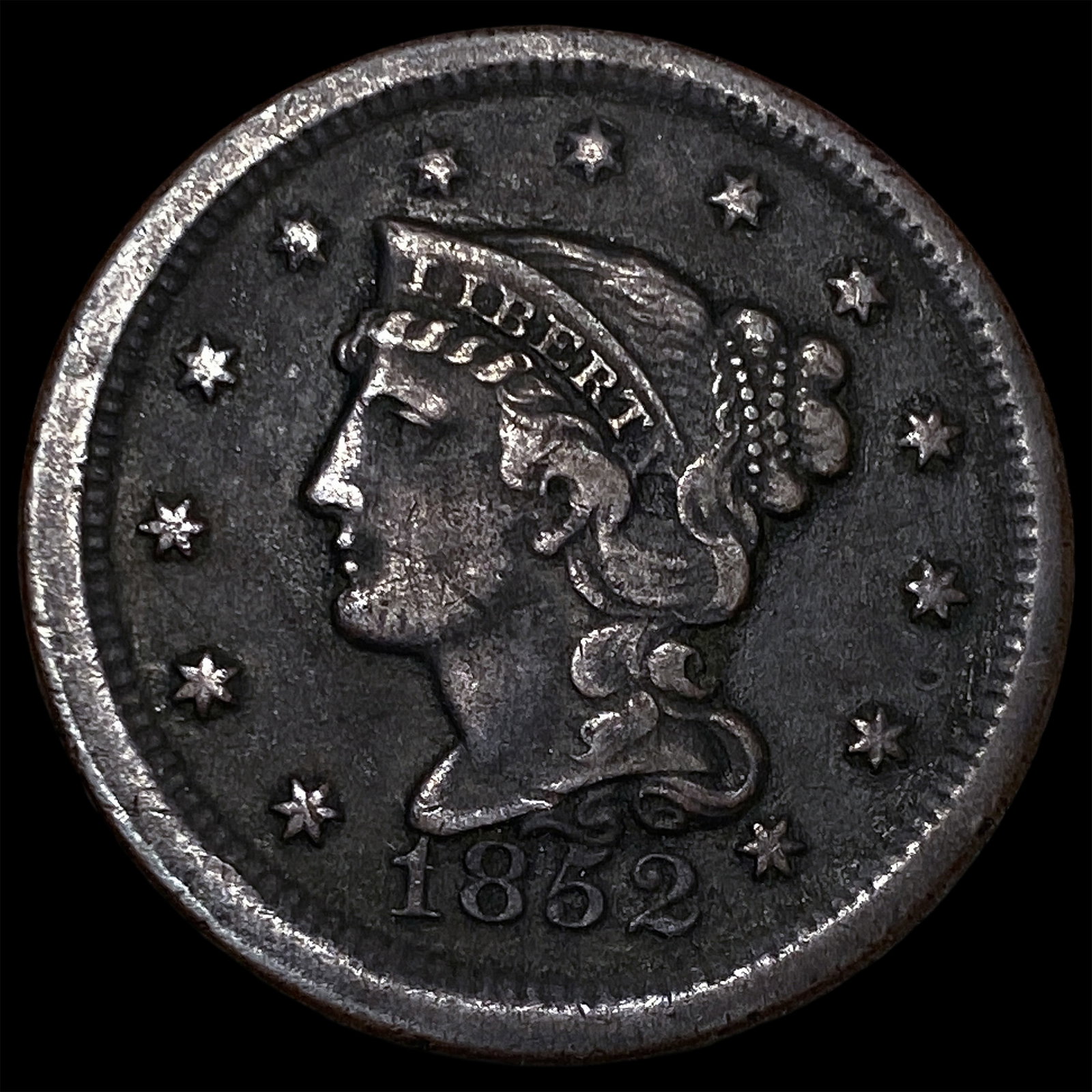 1852 Braided Hair Large Cent NEARLY UNCIRCULATED: 1852 Braided Hair Large Cent NEARLY UNCIRCULATED
