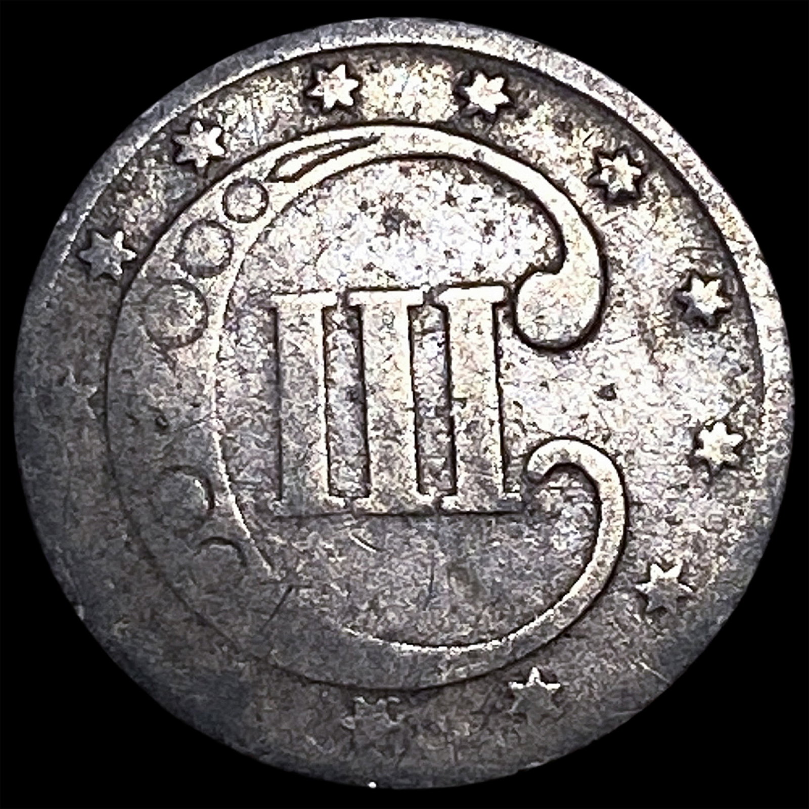 1853 Silver Three-Cent Piece LIGHTLY CIRCULATED - 2