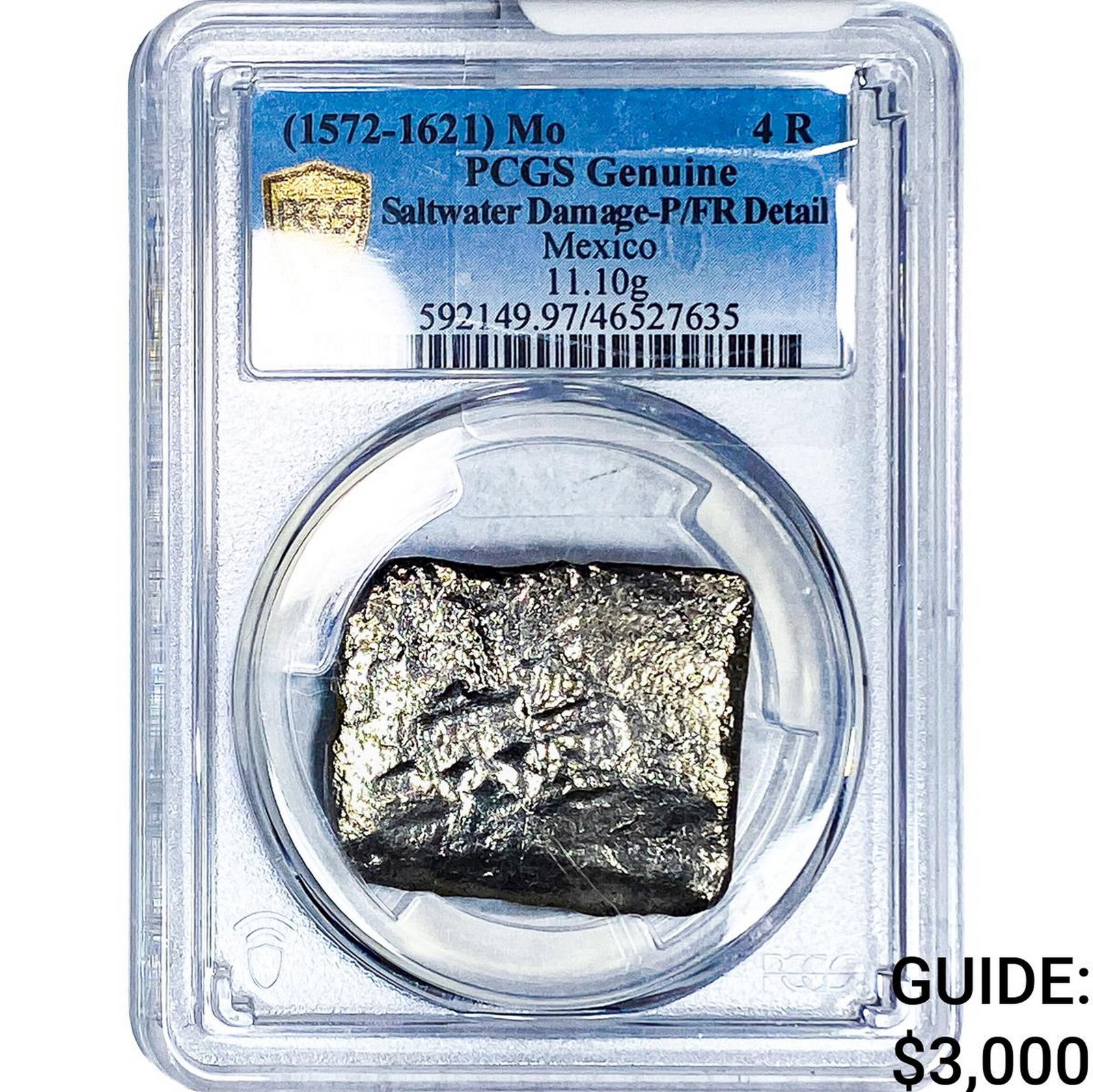 (1572-1621)Mo Mexico Silver 4 Reales PCGS Genuine: (1572-1621)Mo Mexico Silver 4 Reales PCGS Genuine