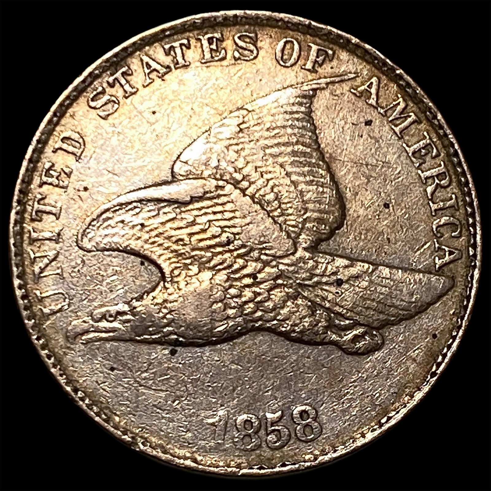 1858 Copper-Nickel Flying Eagle Cent CLOSELY UNCIRCULATED: 1858 Copper-Nickel Flying Eagle Cent CLOSELY UNCIRCULATED