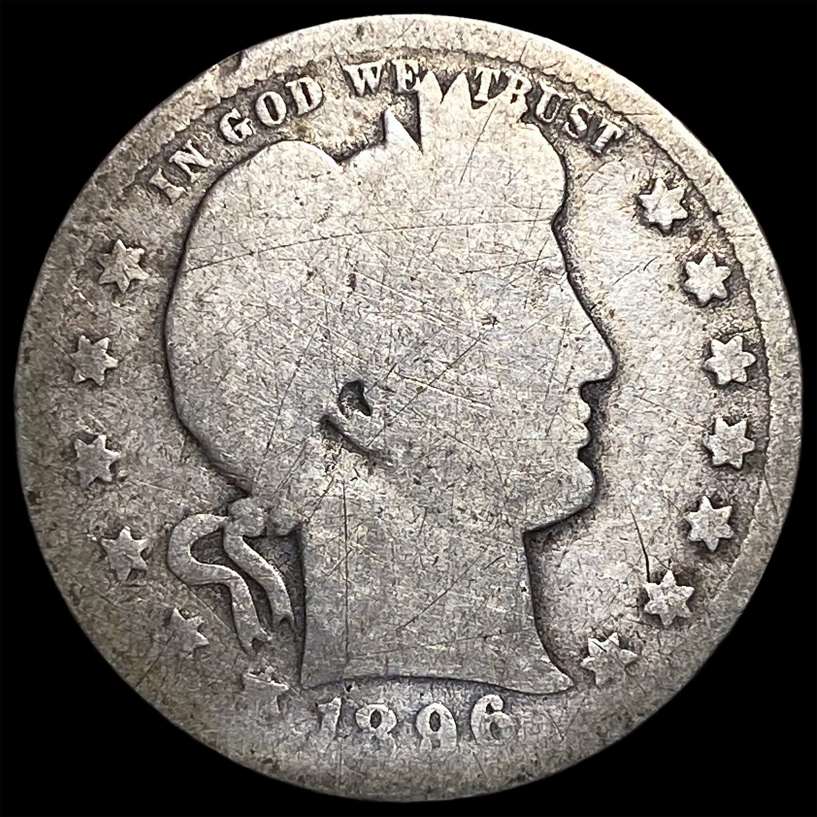 1896-O Silver Barber Quarter NICELY CIRCULATED: 1896-O Silver Barber Quarter NICELY CIRCULATED