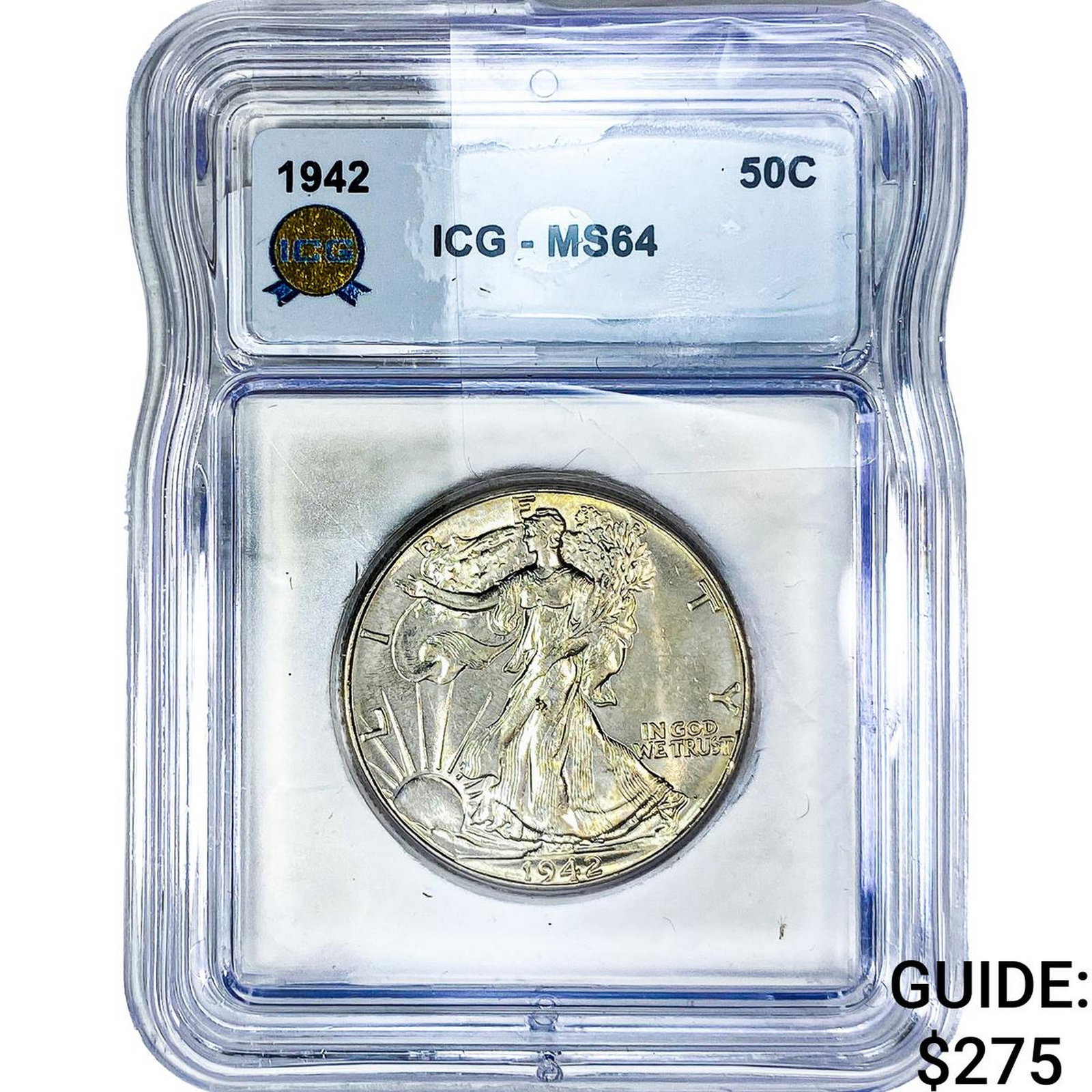 1942 Walking Liberty Half Dollar ICG MS64: 1942 Walking Liberty Half Dollar ICG MS64