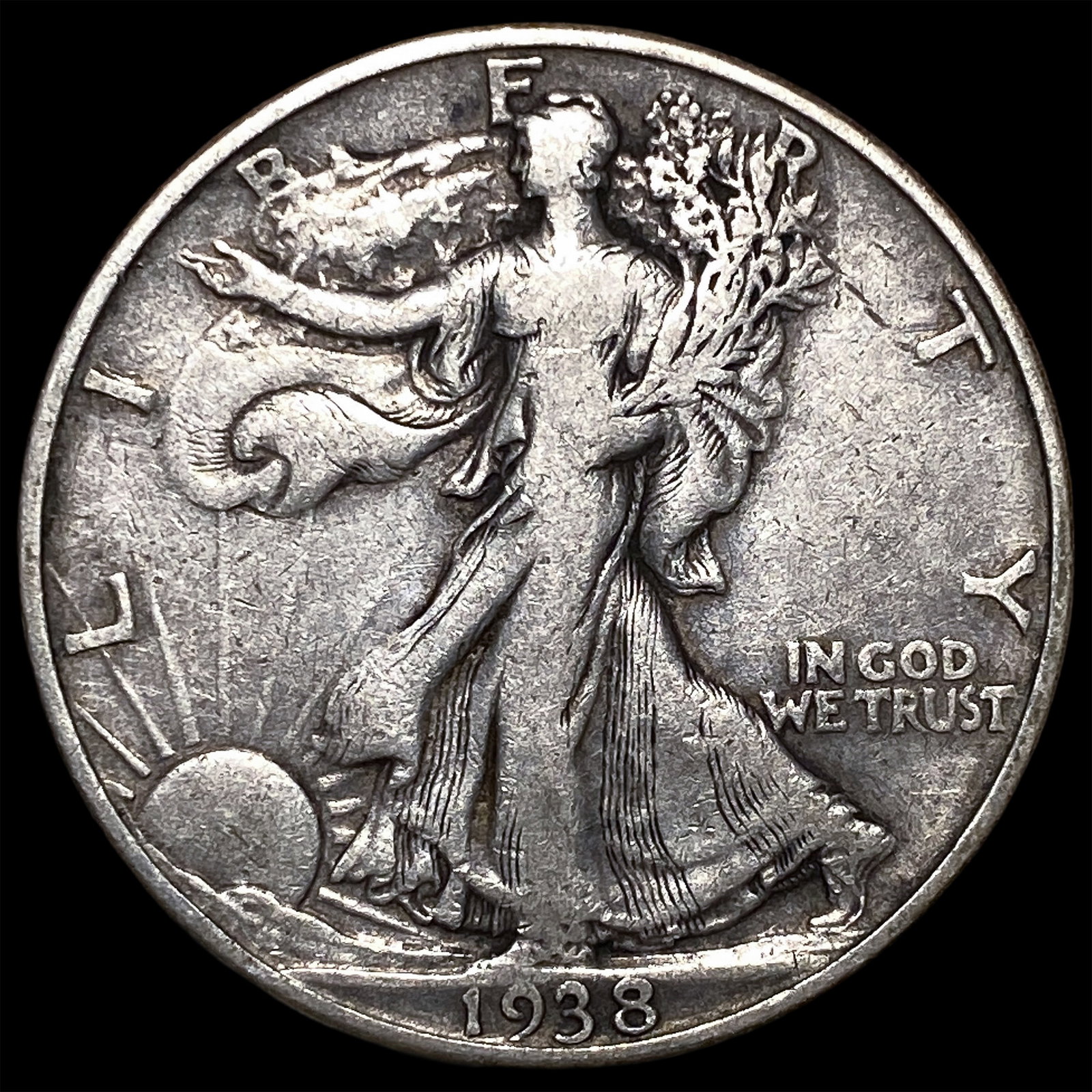 1938-D Silver Walking Liberty Half Dollar NEARLY UNCIRCULATED: 1938-D Silver Walking Liberty Half Dollar NEARLY UNCIRCULATED