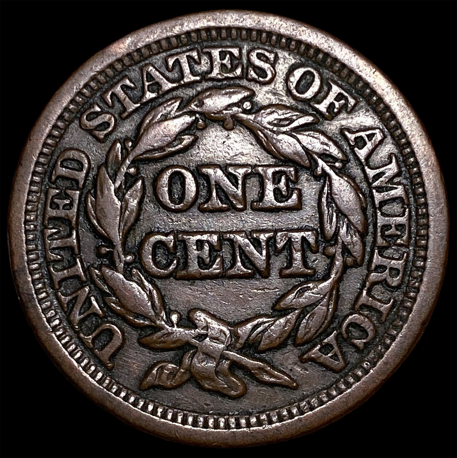 1847 Braided Hair Large Cent ABOUT UNCIRCULATED - 2