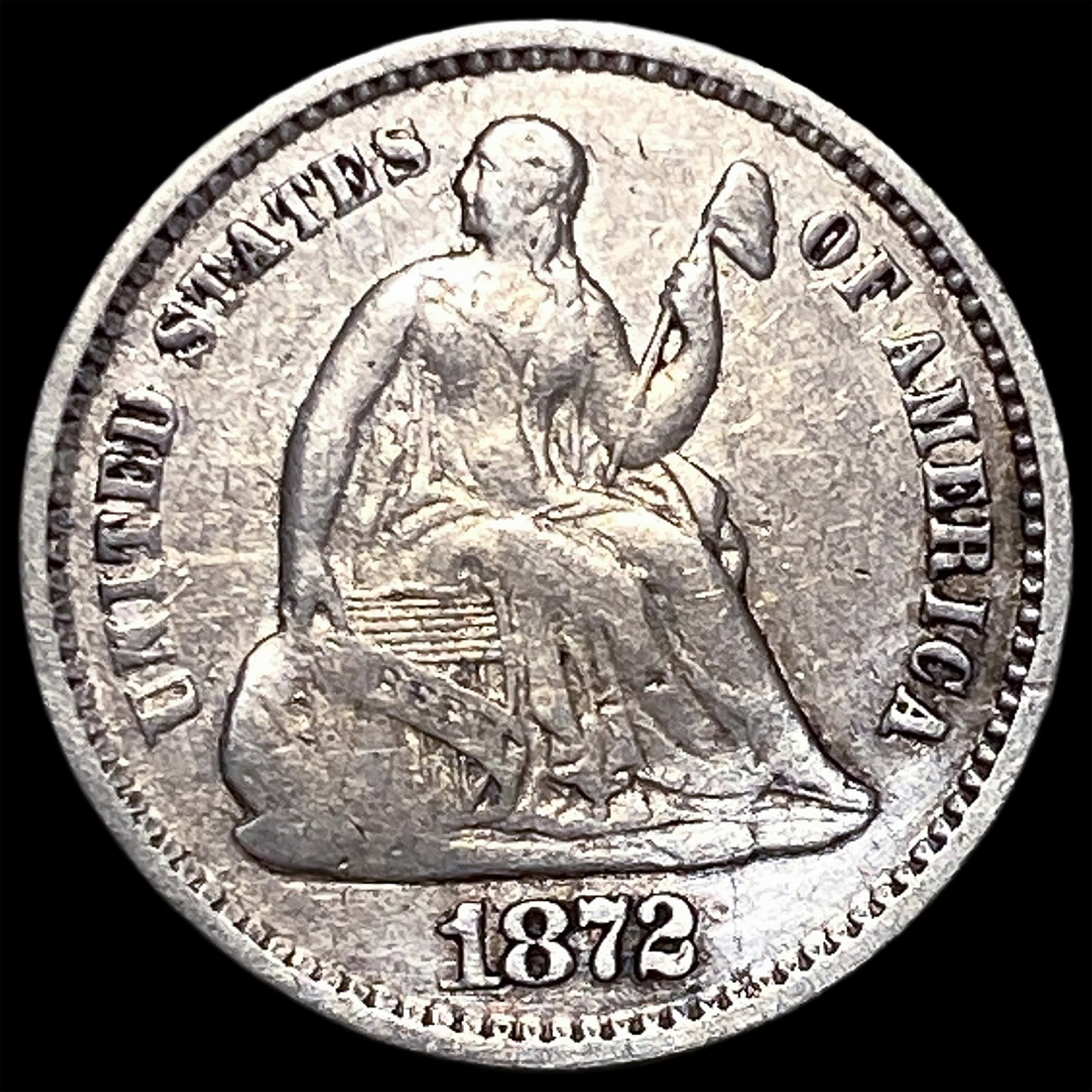 1872 Silver Half Dime NEARLY UNCIRCULATED: 1872 Silver Half Dime NEARLY UNCIRCULATED