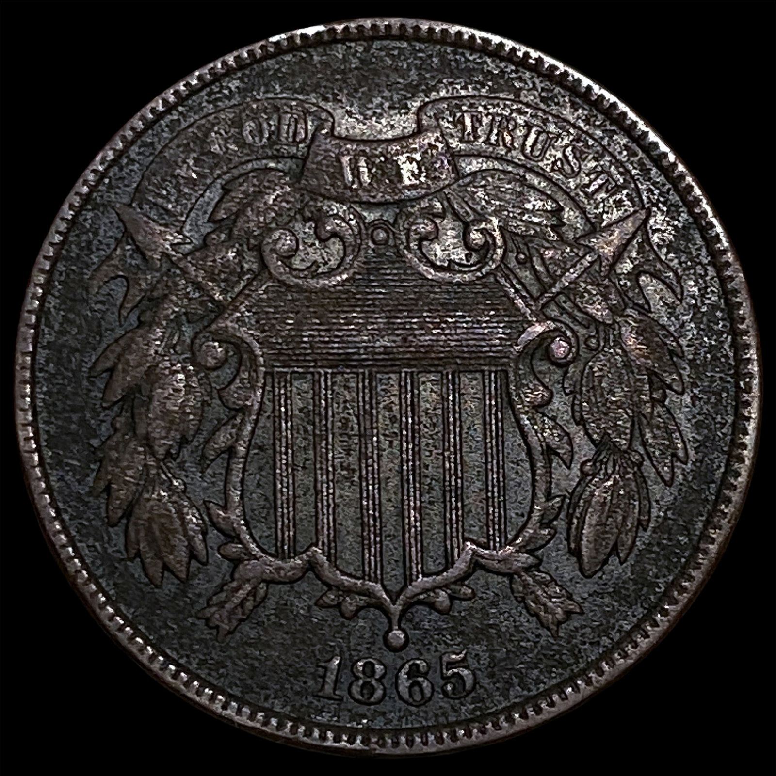 1865 Bronze Two-Cent Piece ABOUT UNCIRCULATED