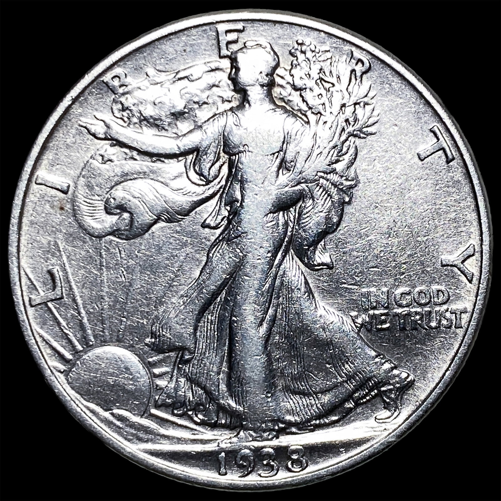 1938-D Silver Half Dollar Walking Liberty CLOSELY UNCIRCULATED