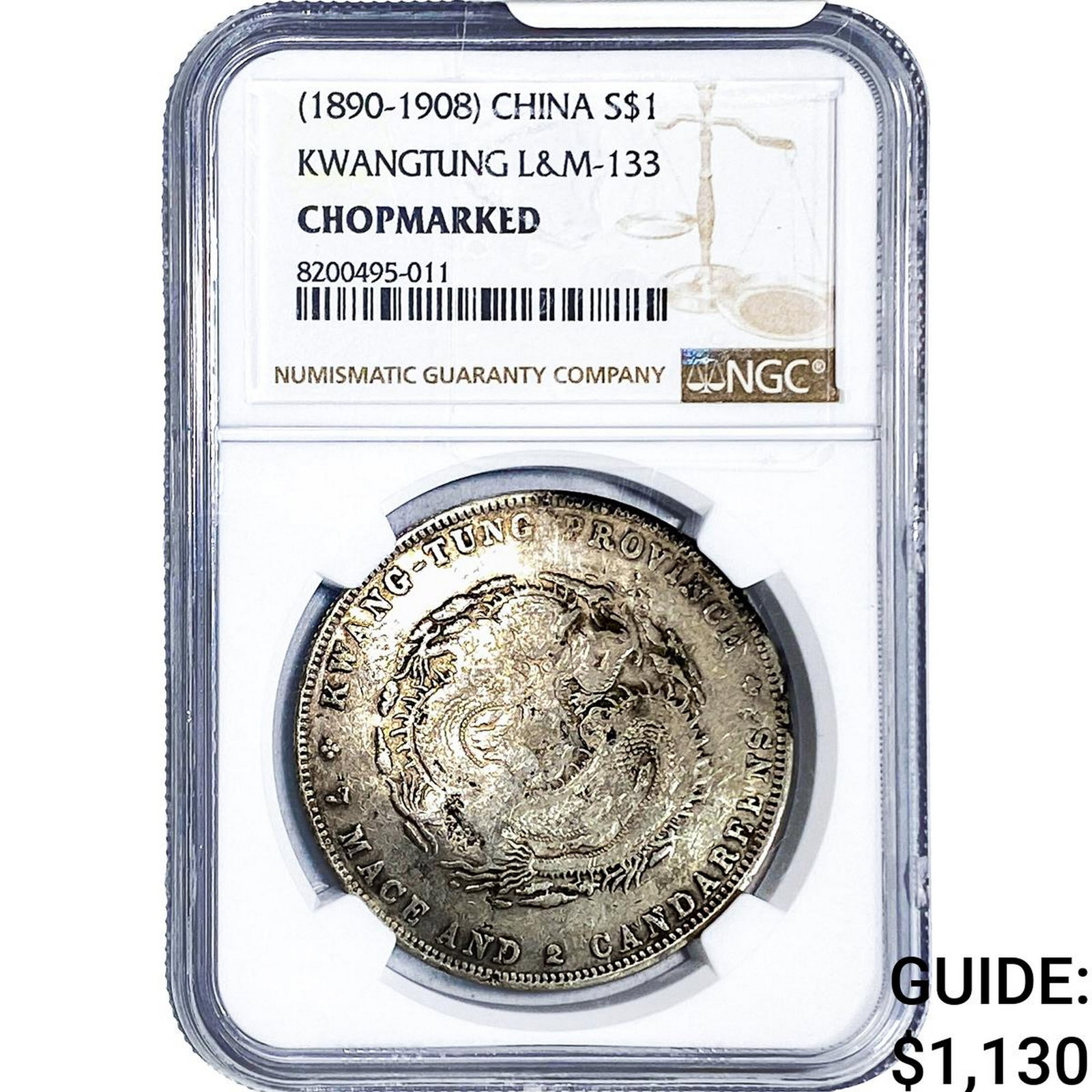 (1890-1908) China Silver Dollar Chopmarked NGC: (1890-1908) China Silver Dollar Chopmarked NGC