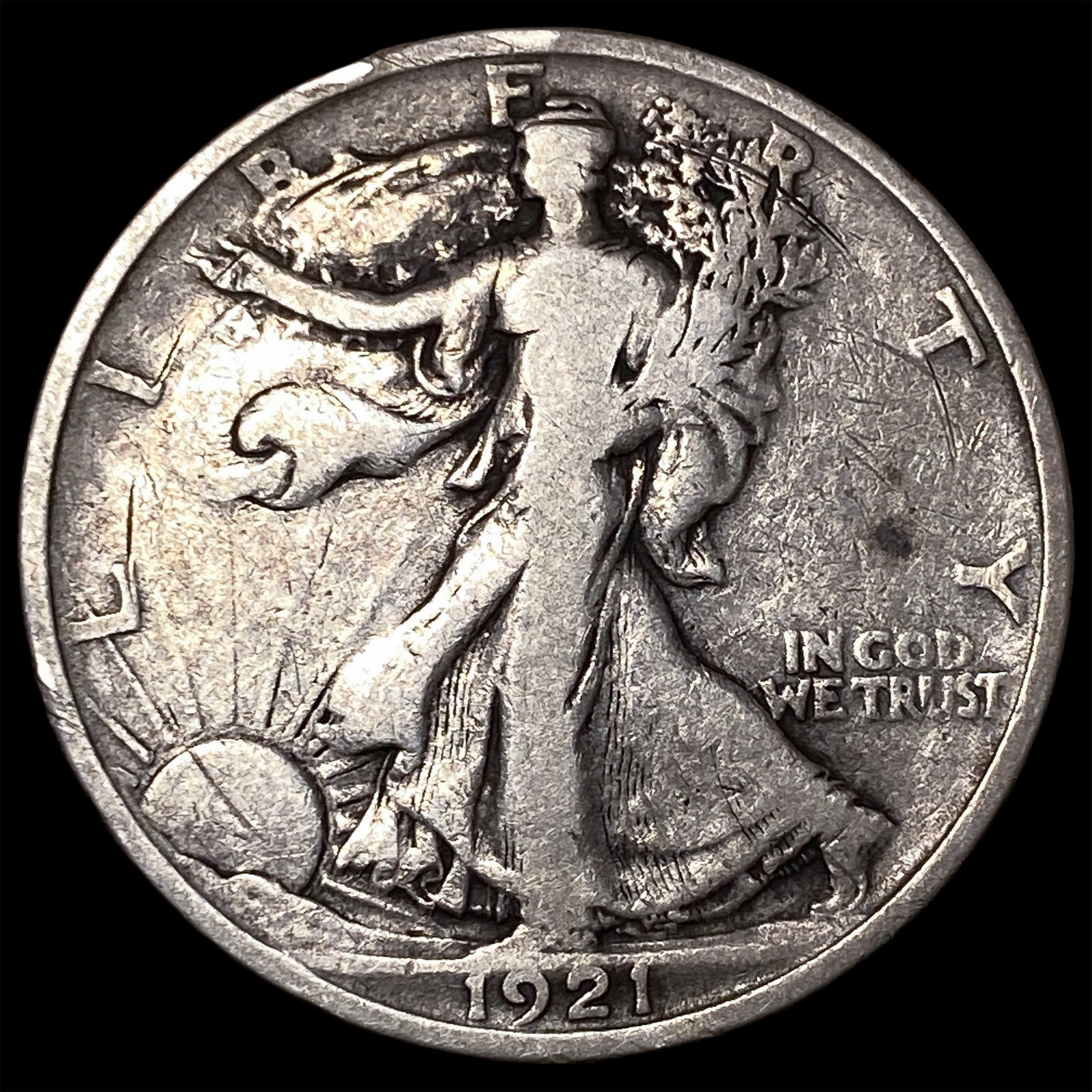 1921-S Silver Walking Liberty Half Dollar CLOSELY UNCIRCULATED: 1921-S Silver Walking Liberty Half Dollar CLOSELY UNCIRCULATED