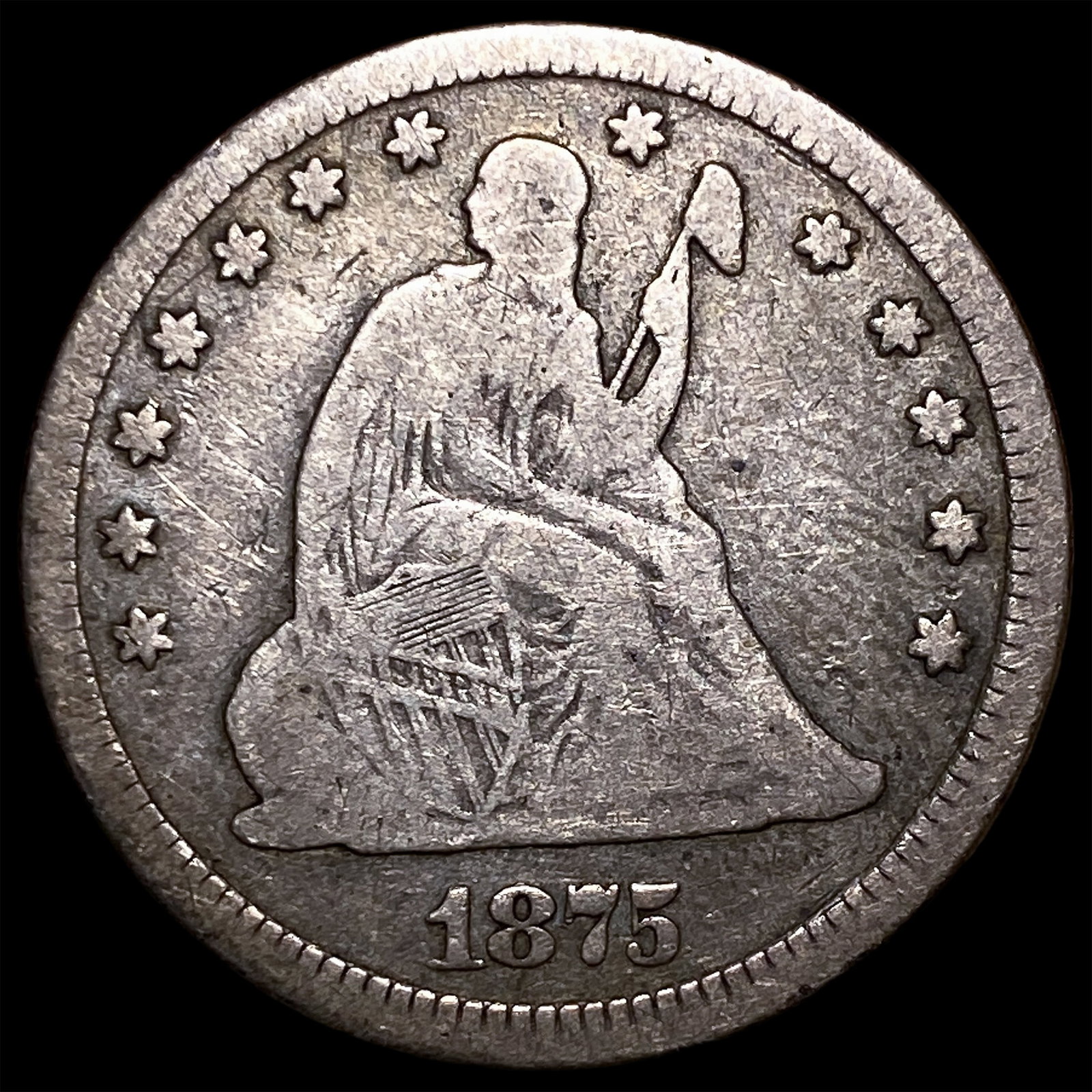 1875 Seated Liberty Quarter ABOUT UNCIRCULATED: 1875 Seated Liberty Quarter ABOUT UNCIRCULATED