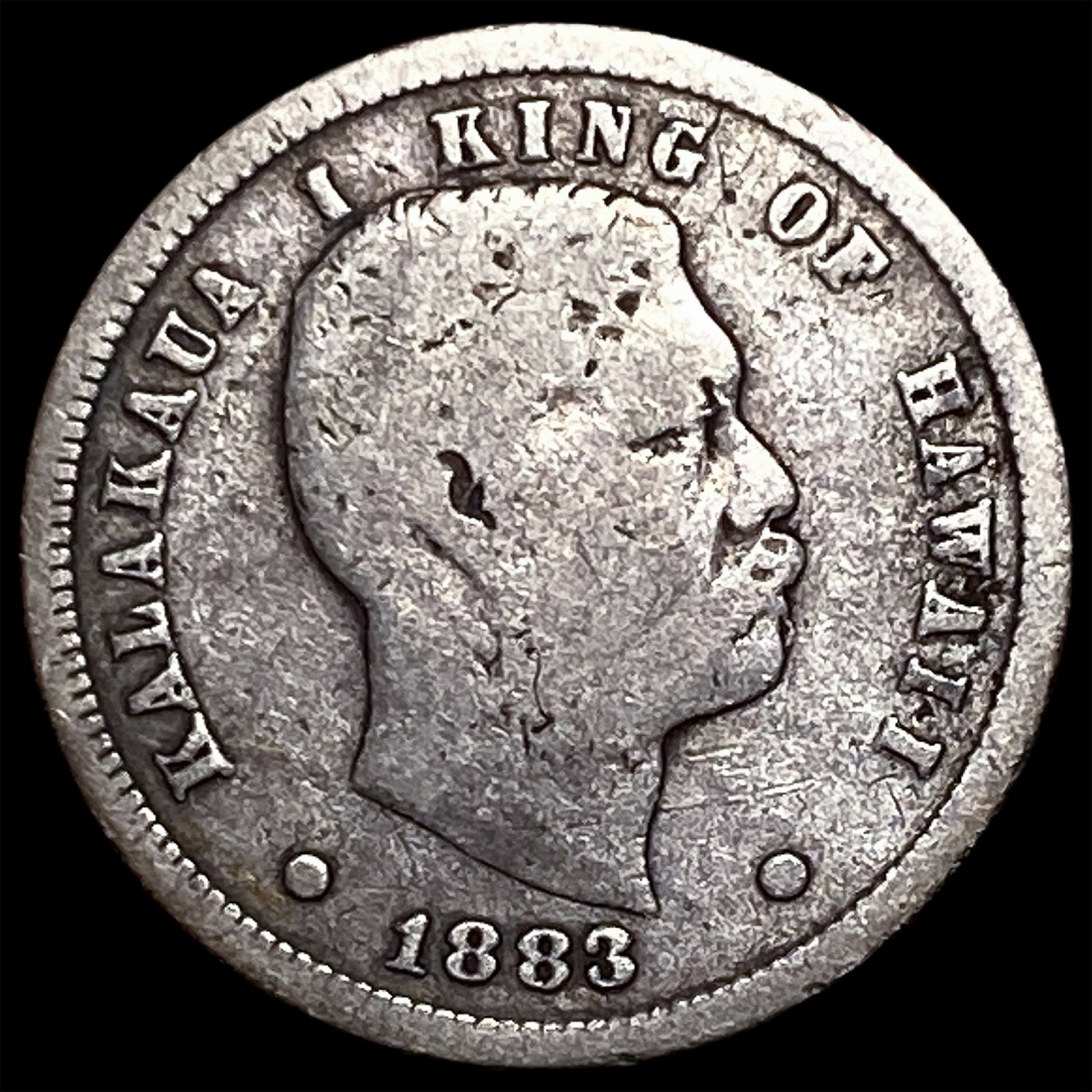 1883 Silver Dime Hawaii Kalakaua I ABOUT UNCIRCULATED: 1883 Silver Dime Hawaii Kalakaua I ABOUT UNCIRCULATED