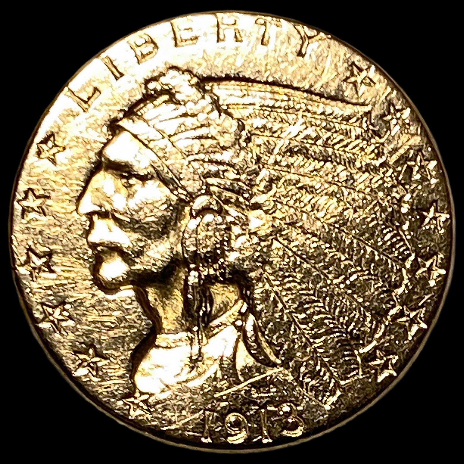 1913 Indian Head Gold $2.5 Quarter Eagle NICELY CIRCULATED: 1913 Indian Head Gold $2.5 Quarter Eagle NICELY CIRCULATED