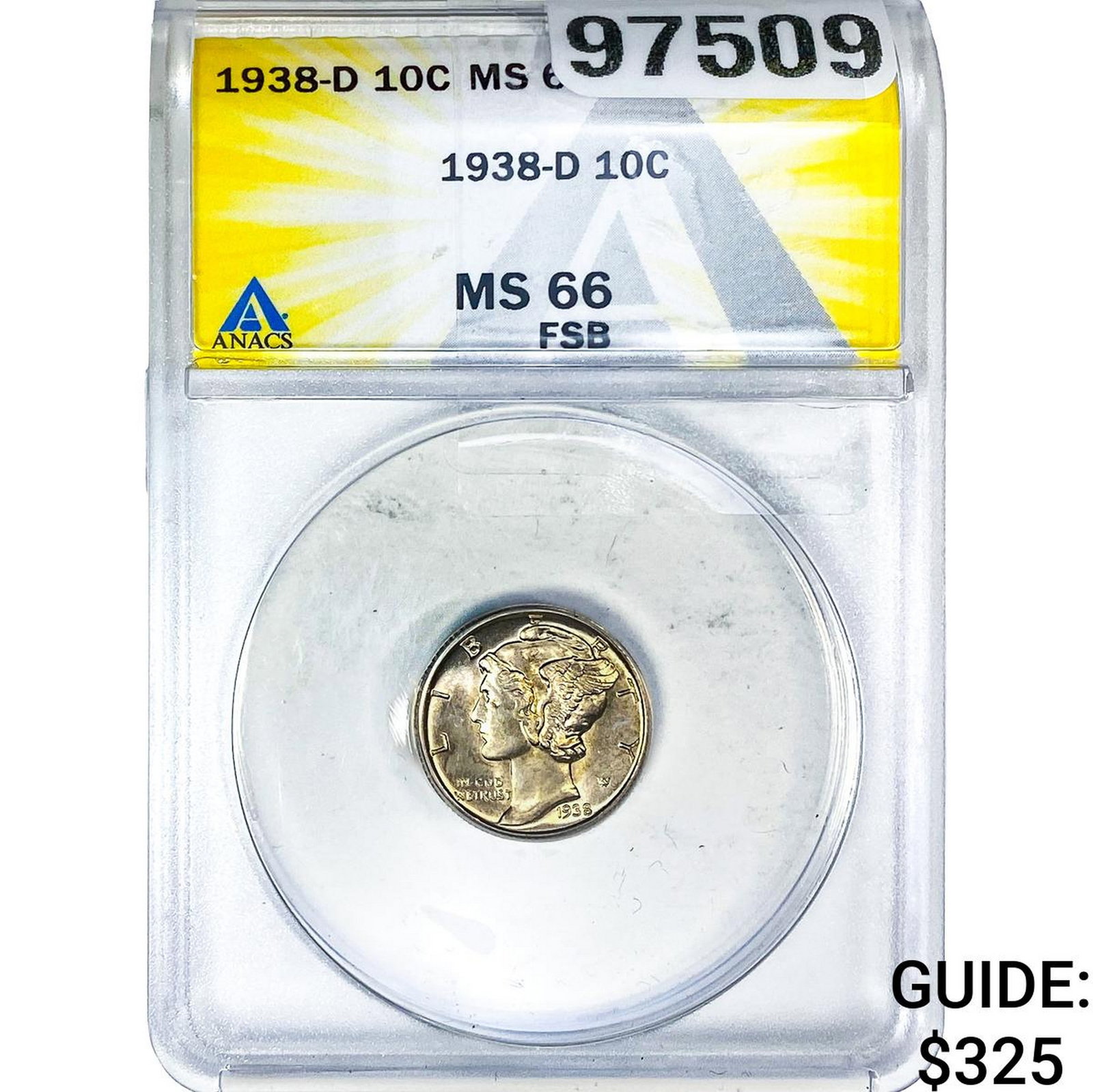 1938-D Mercury Silver Dime ANACS MS66 FSB (1 of 2)