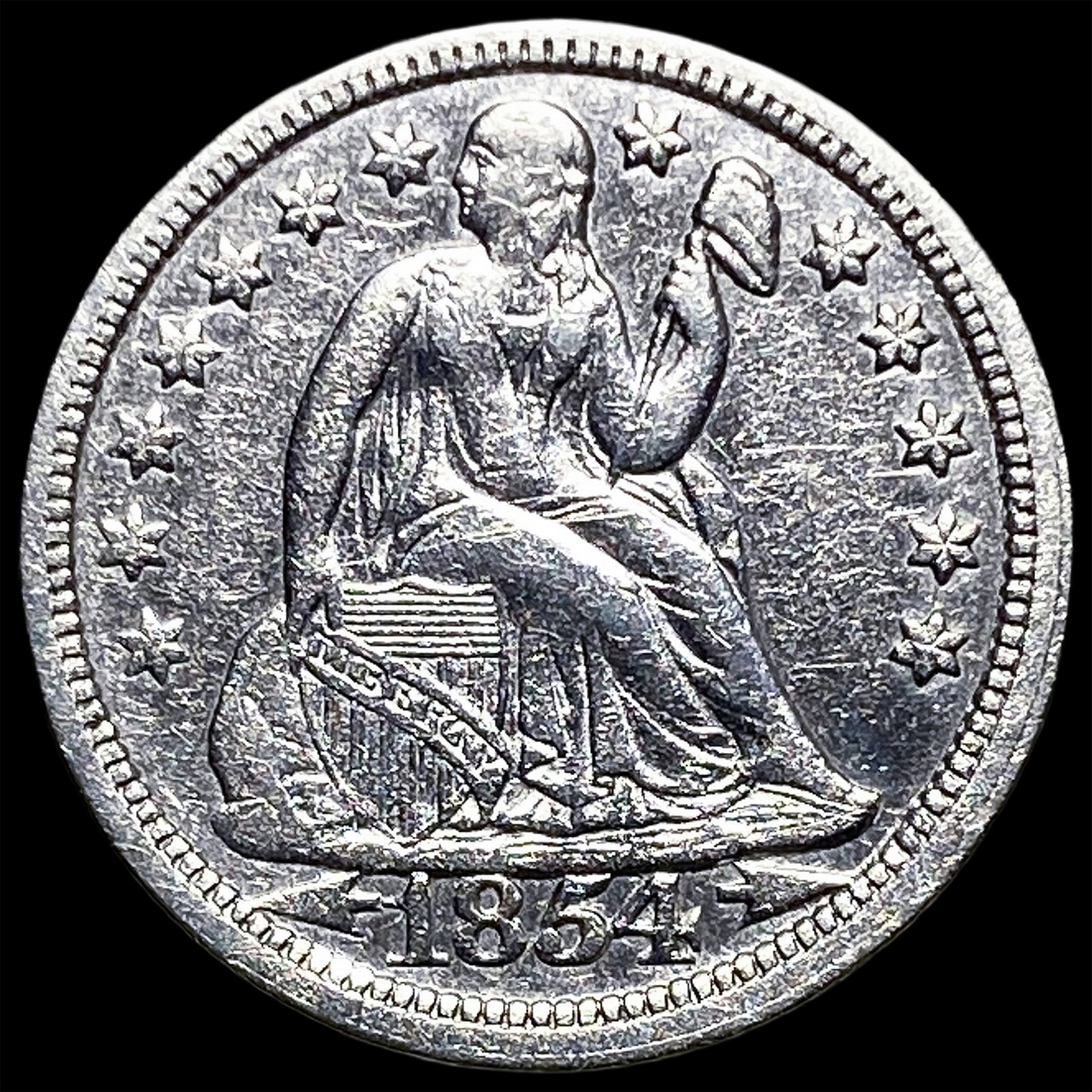 1854 Seated Liberty Dime CLOSELY UNCIRCULATED: 1854 Seated Liberty Dime CLOSELY UNCIRCULATED