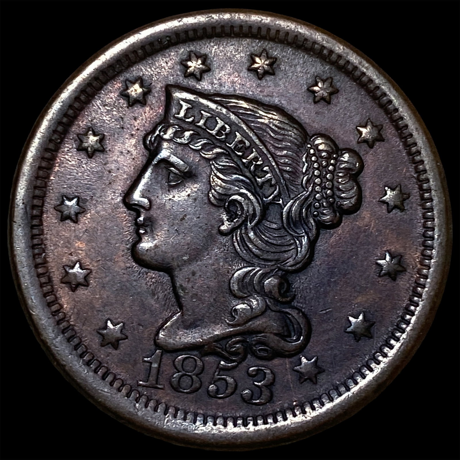 1853 Braided Hair Large Cent UNCIRCULATED: 1853 Braided Hair Large Cent UNCIRCULATED