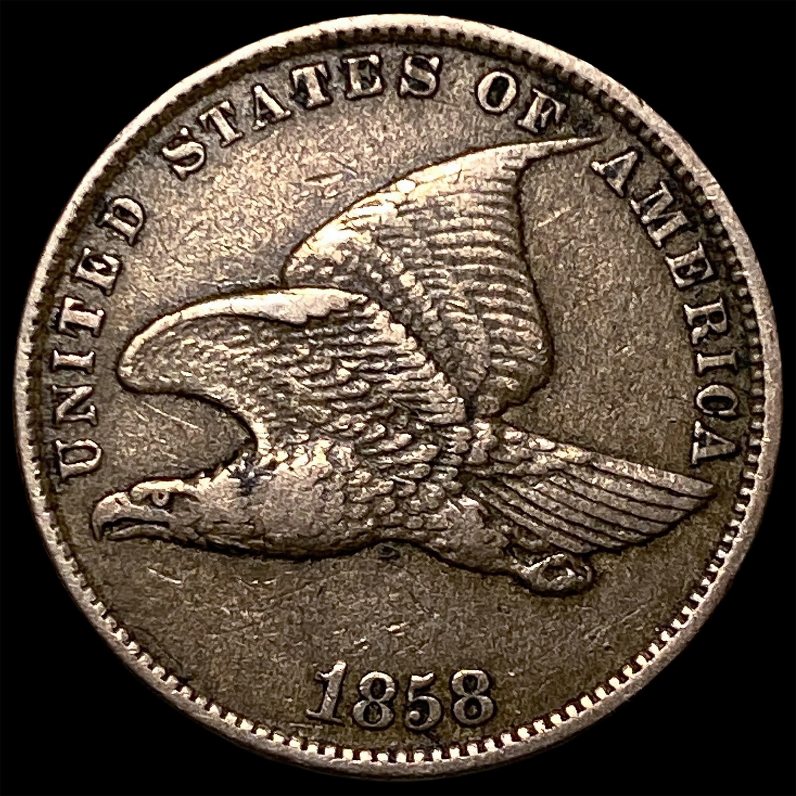 1858 Copper-Nickel Flying Eagle Cent CLOSELY UNCIRCULATED: 1858 Copper-Nickel Flying Eagle Cent CLOSELY UNCIRCULATED