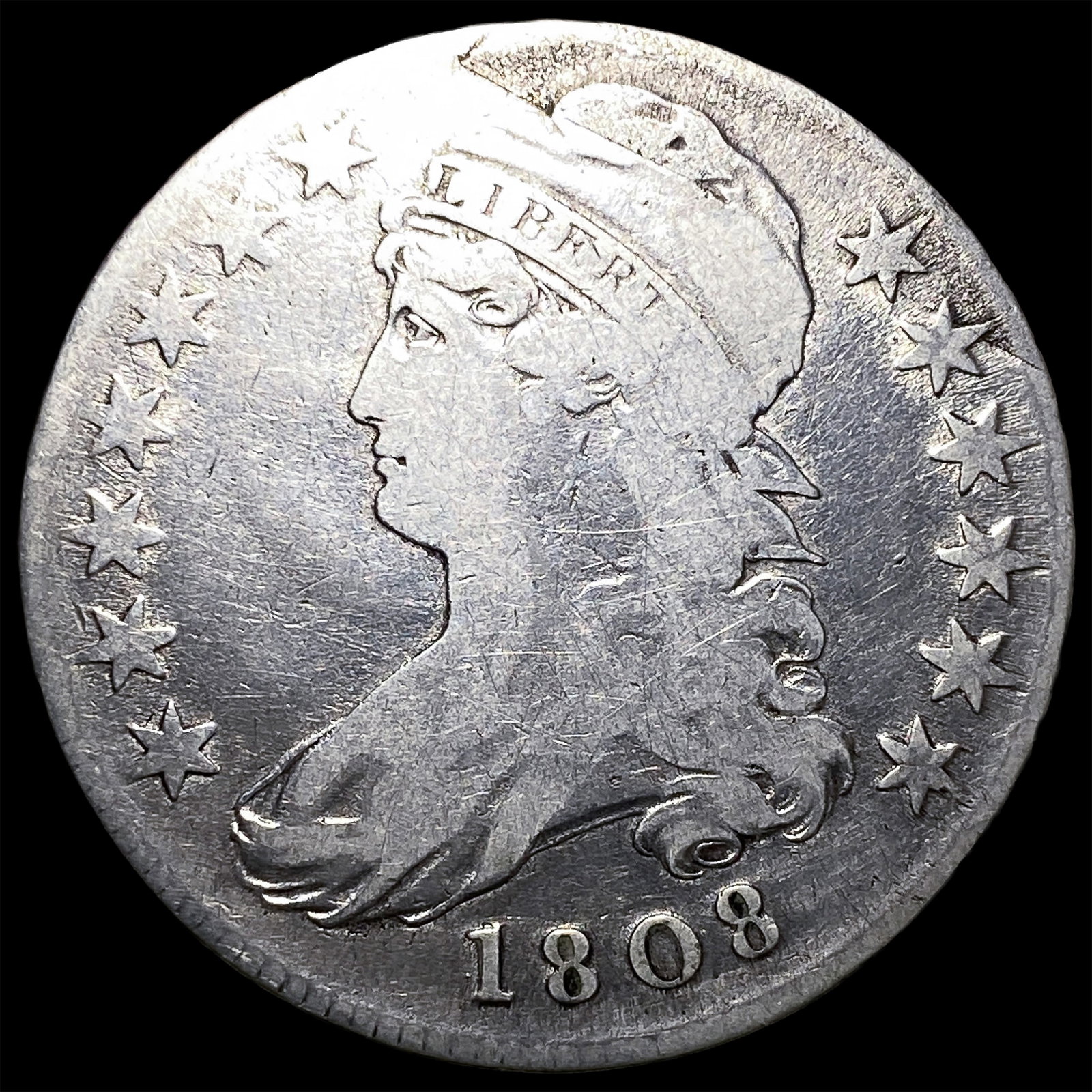 1808 Capped Bust Half Dollar LIGHTLY CIRCULATED: 1808 Capped Bust Half Dollar LIGHTLY CIRCULATED