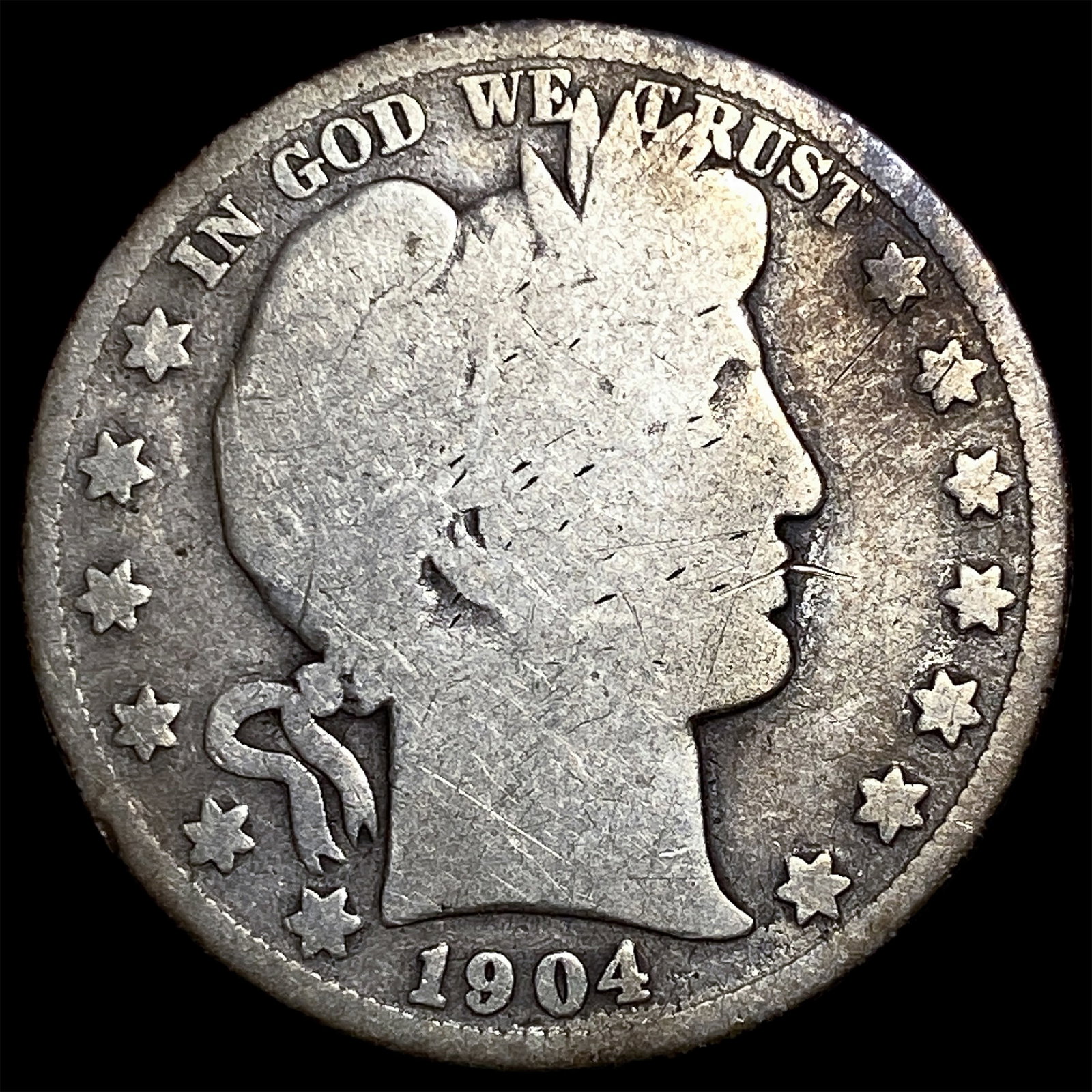 1904-S Silver Barber Half Dollar NICELY CIRCULATED: 1904-S Silver Barber Half Dollar NICELY CIRCULATED