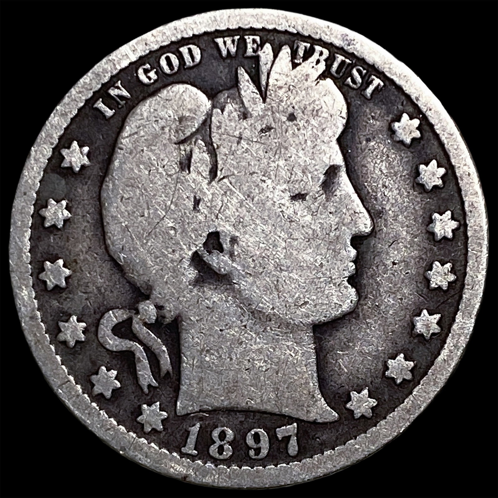 1897-O Silver Barber Quarter NEARLY UNCIRCULATED: 1897-O Silver Barber Quarter NEARLY UNCIRCULATED