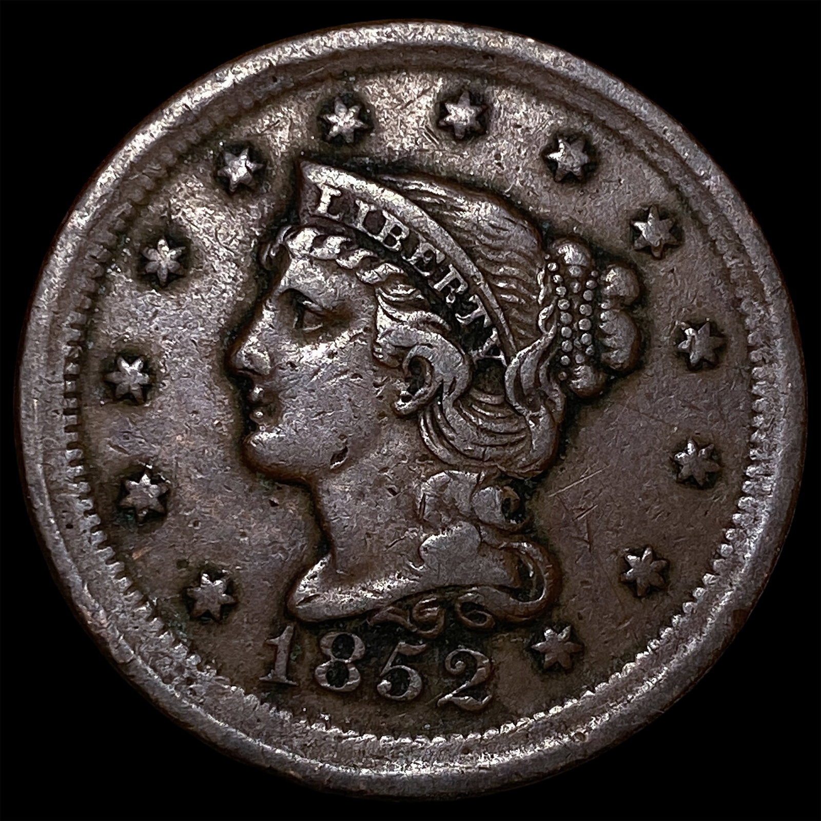 1852 Braided Hair Large Cent NEARLY UNCIRCULATED: 1852 Braided Hair Large Cent NEARLY UNCIRCULATED