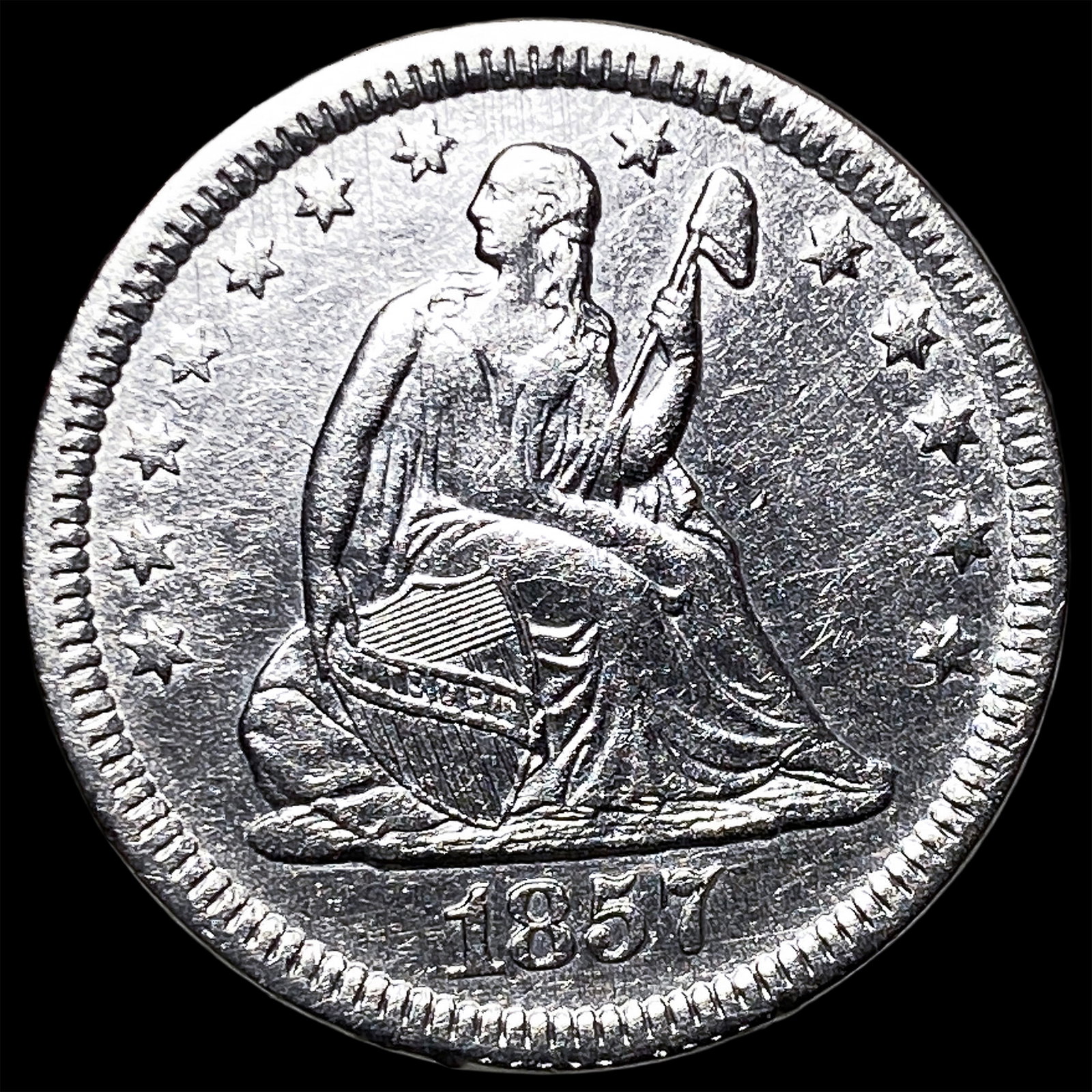 1857 Seated Liberty Quarter CLOSELY UNCIRCULATED: 1857 Seated Liberty Quarter CLOSELY UNCIRCULATED