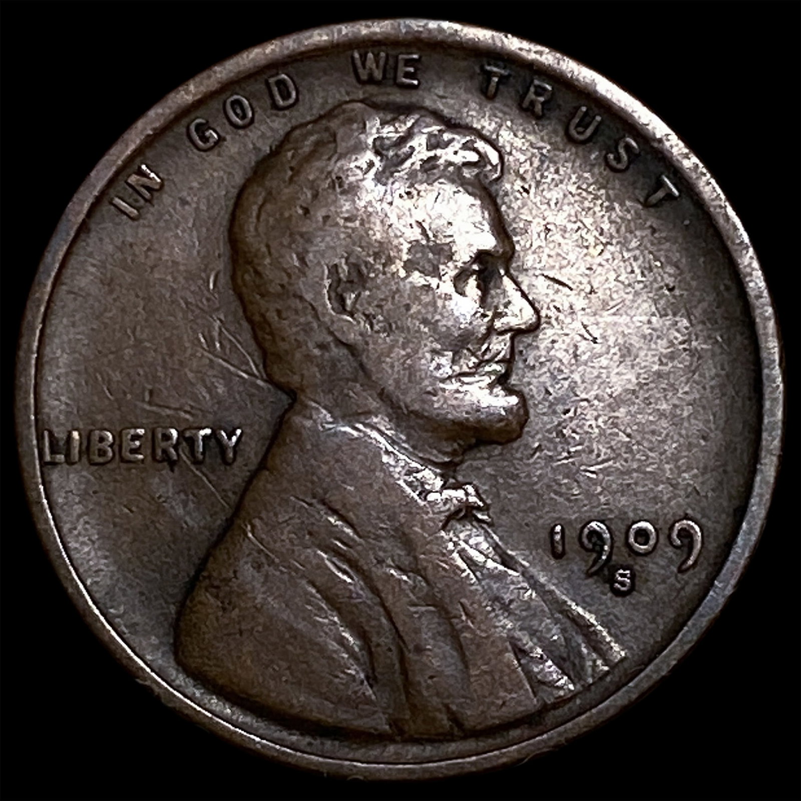 1909-S Lincoln Wheat Cent ABOUT UNCIRCULATED: 1909-S Lincoln Wheat Cent ABOUT UNCIRCULATED
