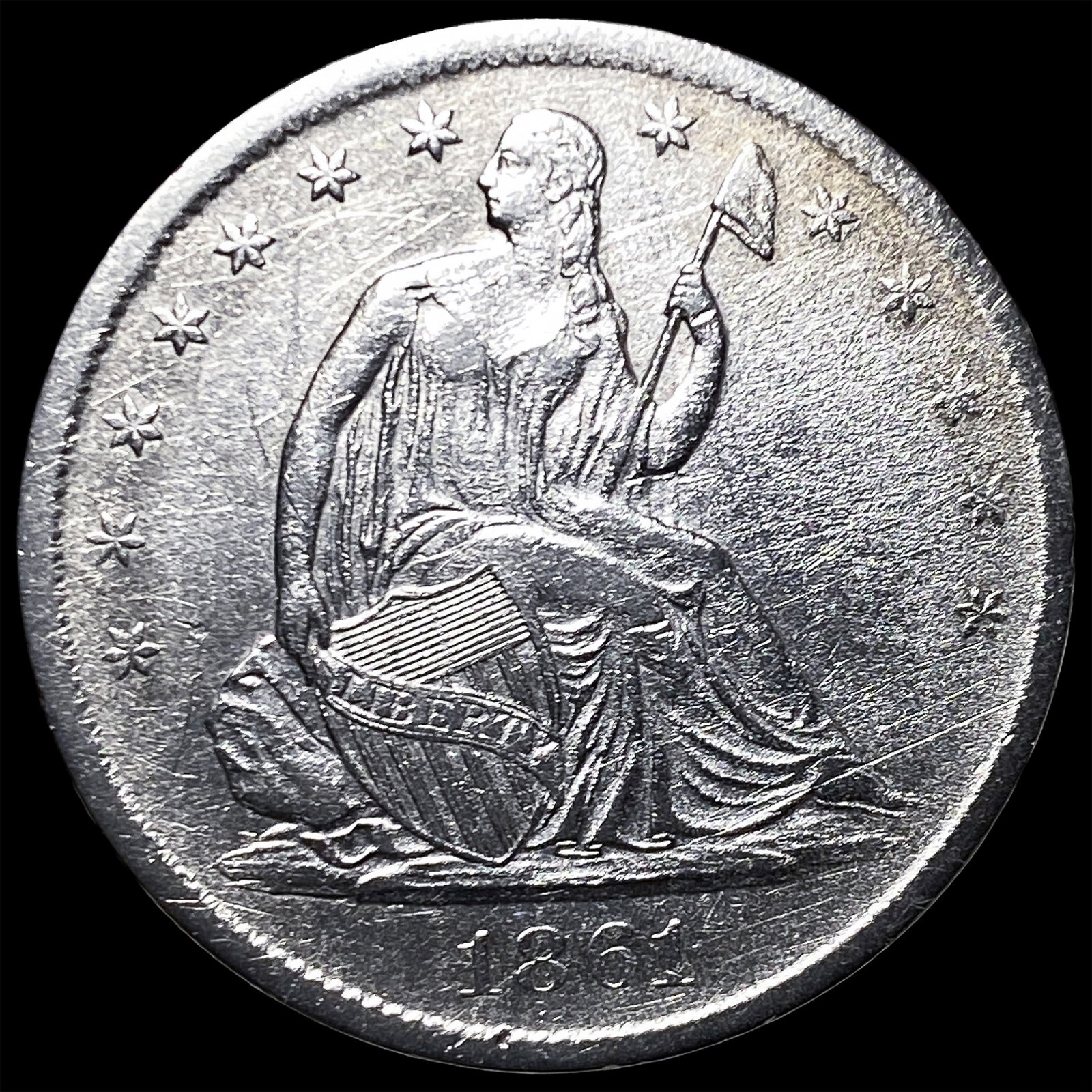 1861-S Silver Half Dollar CLOSELY UNCIRCULATED: 1861-S Silver Half Dollar CLOSELY UNCIRCULATED