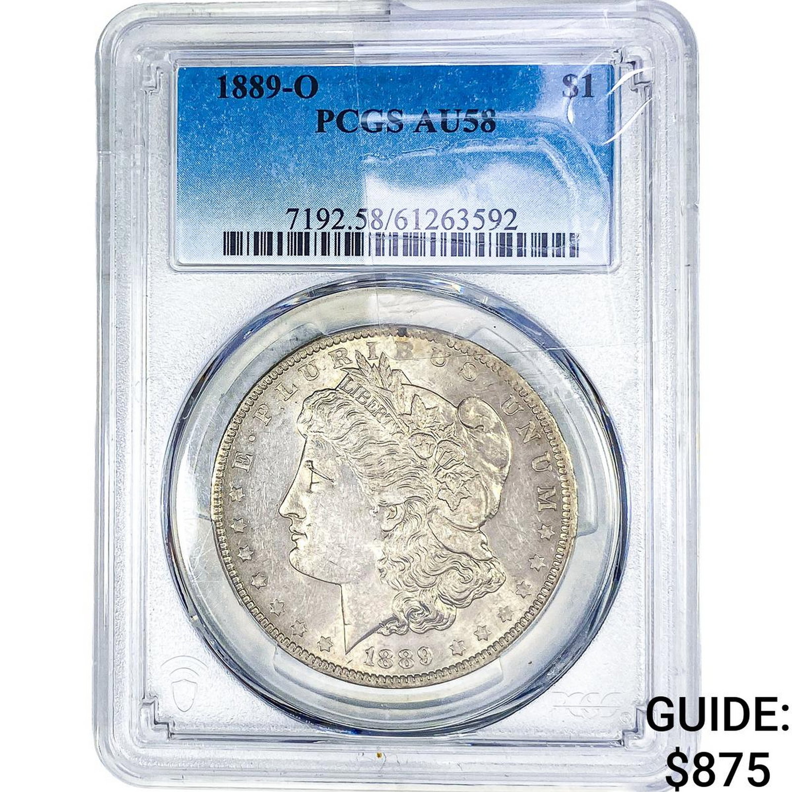 1889-O Morgan Silver Dollar PCGS AU58: 1889-O Morgan Silver Dollar PCGS AU58