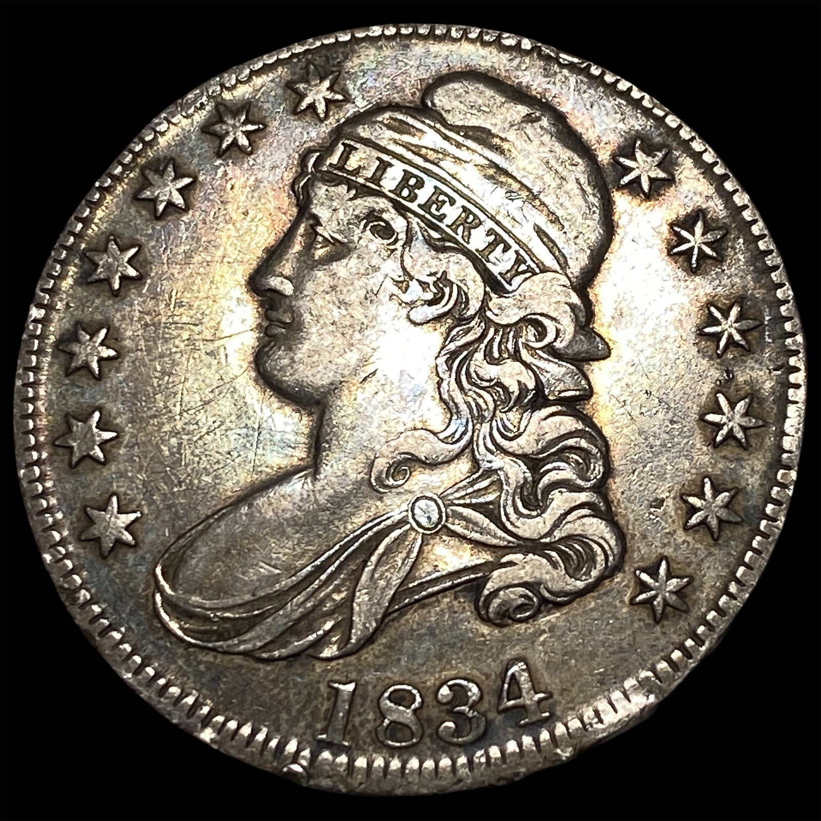 1834 Silver Capped Bust Half Dollar NEARLY UNCIRCULATED: 1834 Silver Capped Bust Half Dollar NEARLY UNCIRCULATED