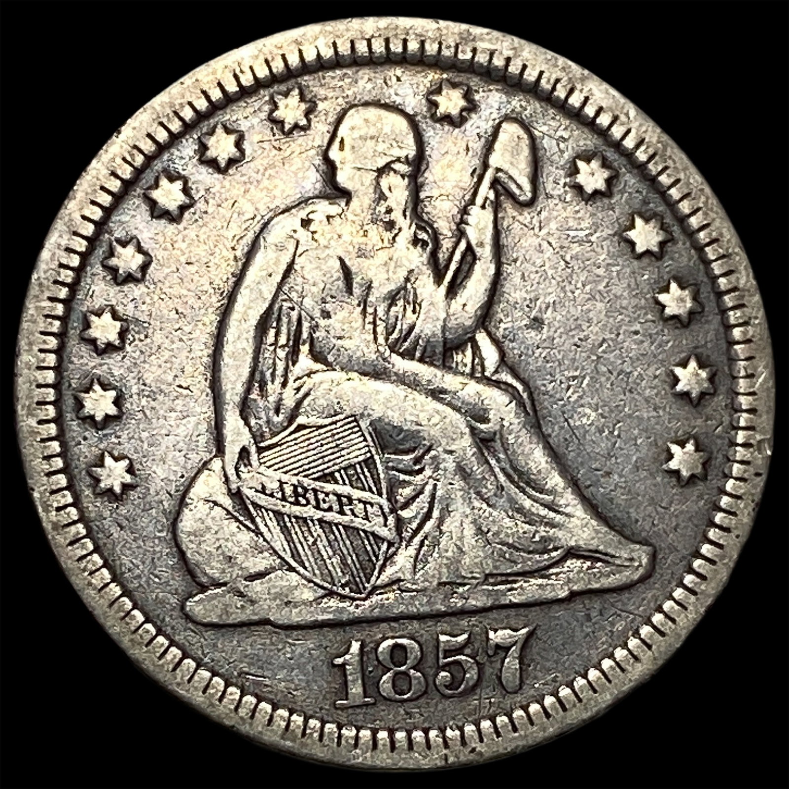 1857 Seated Liberty Quarter NEARLY UNCIRCULATED: 1857 Seated Liberty Quarter NEARLY UNCIRCULATED
