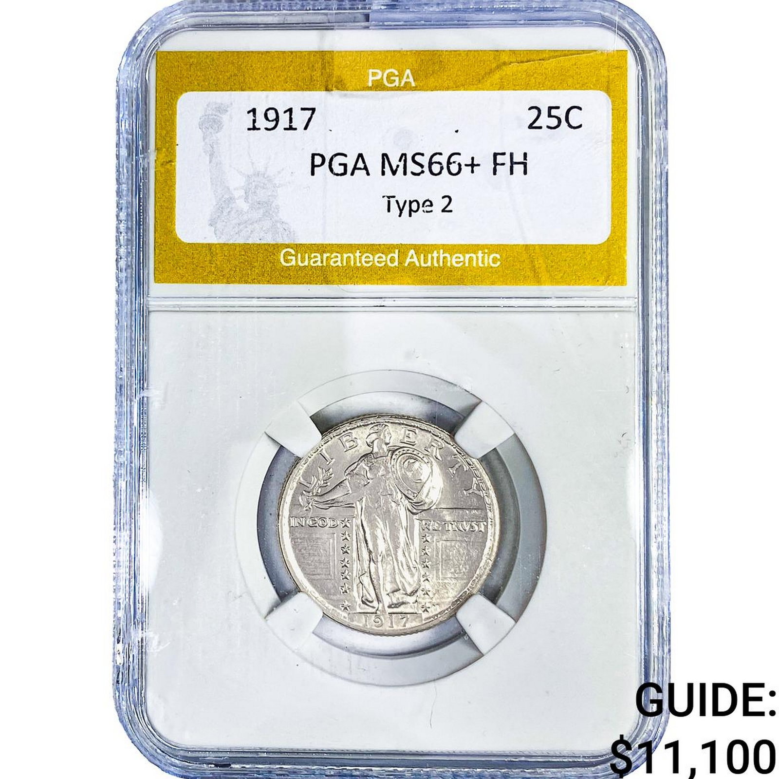 1917 Standing Liberty Quarter PGA MS66+ FH Type 2: 1917 Standing Liberty Quarter PGA MS66+ FH Type 2