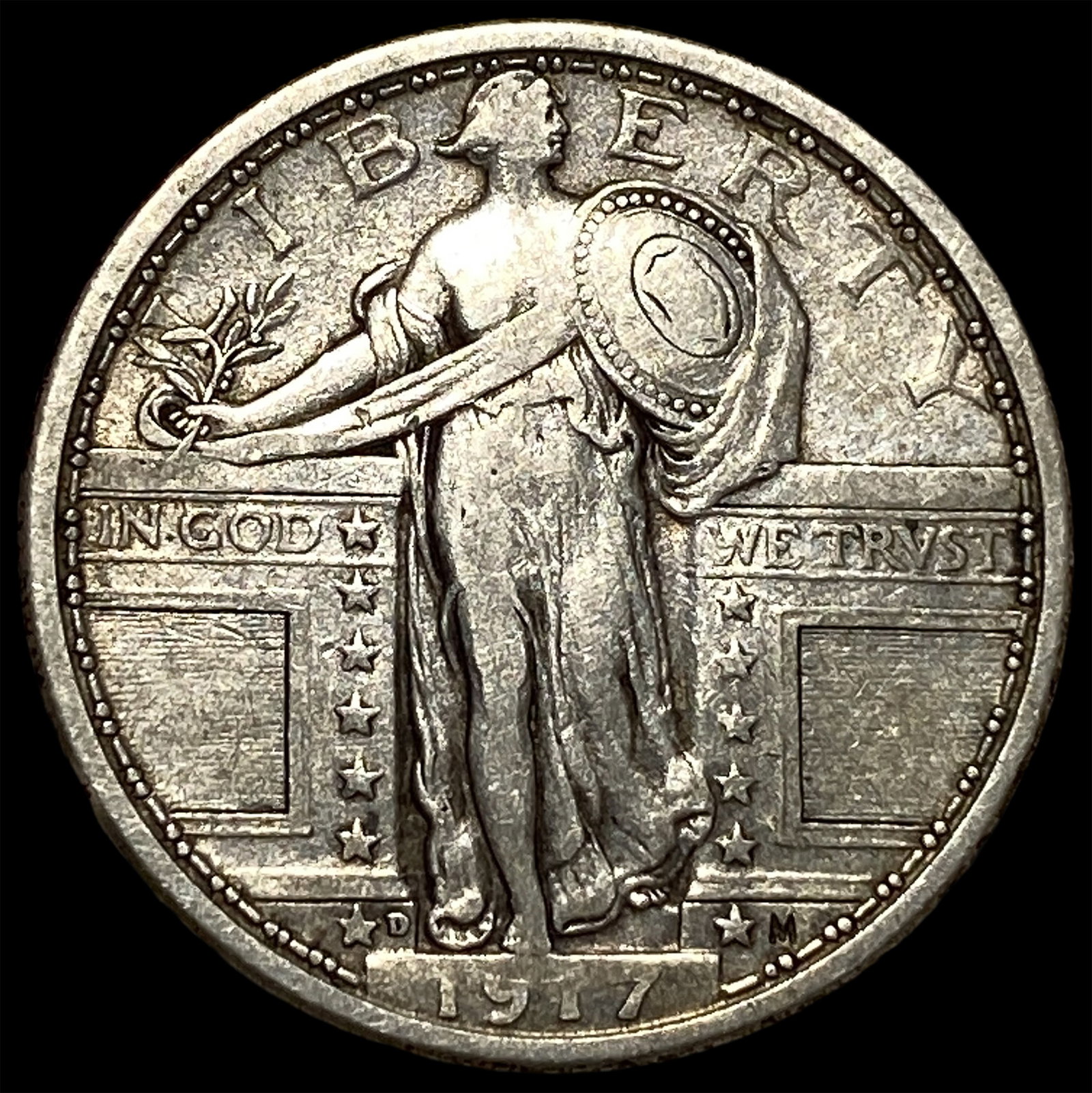 1917-D Silver Standing Liberty Quarter NEARLY UNCIRCULATED: 1917-D Silver Standing Liberty Quarter NEARLY UNCIRCULATED