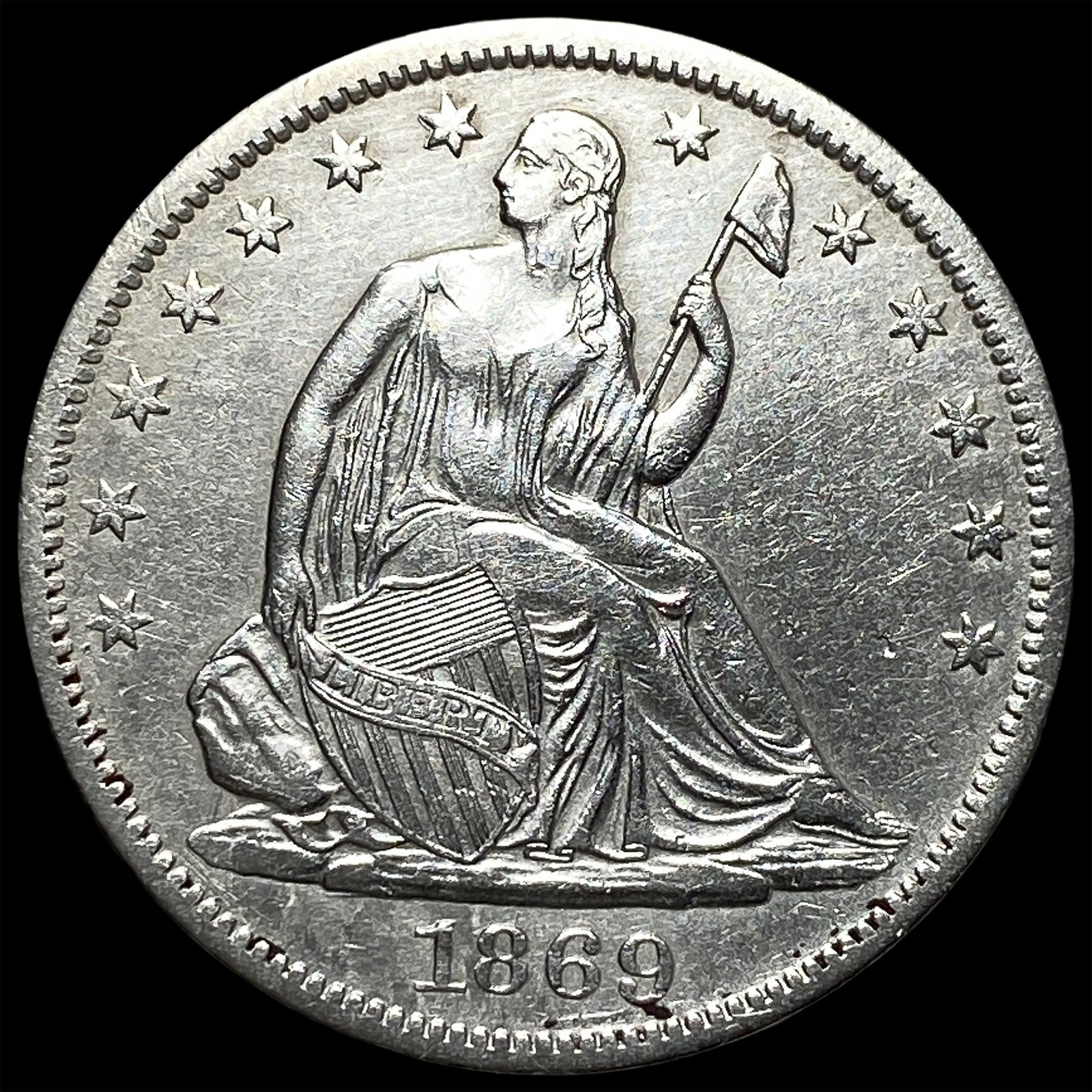 1869-S Silver Half Dollar CLOSELY UNCIRCULATED: 1869-S Silver Half Dollar CLOSELY UNCIRCULATED