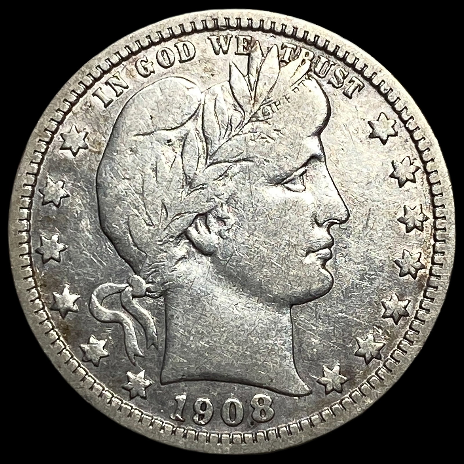 1908 Barber Quarter NEARLY UNCIRCULATED: 1908 Barber Quarter NEARLY UNCIRCULATED