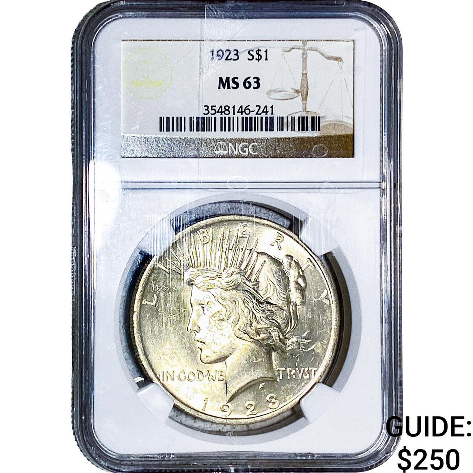 1923 Silver Peace Dollar NGC MS63: 1923 Silver Peace Dollar NGC MS63