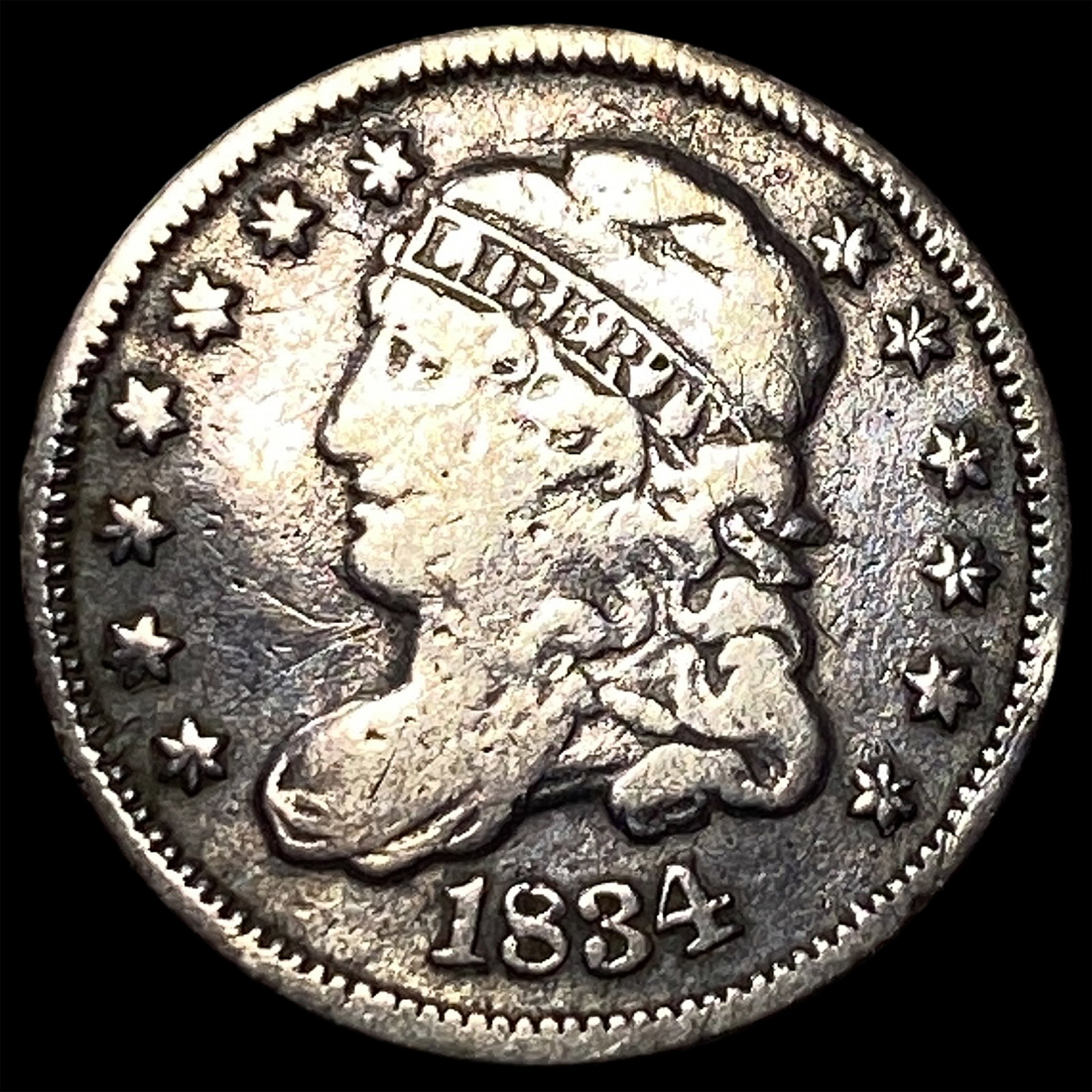 1834 Capped Bust Half Dime NEARLY UNCIRCULATED: 1834 Capped Bust Half Dime NEARLY UNCIRCULATED