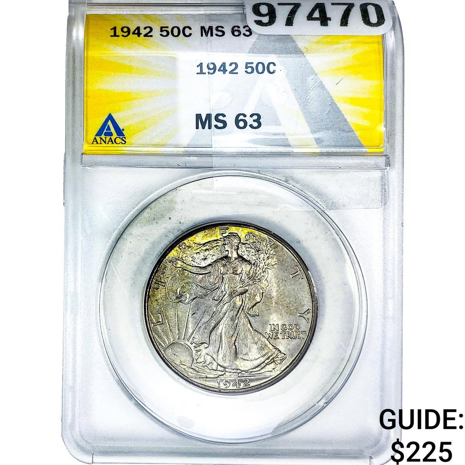 1942 Walking Liberty Half Dollar ANACS MS63: 1942 Walking Liberty Half Dollar ANACS MS63